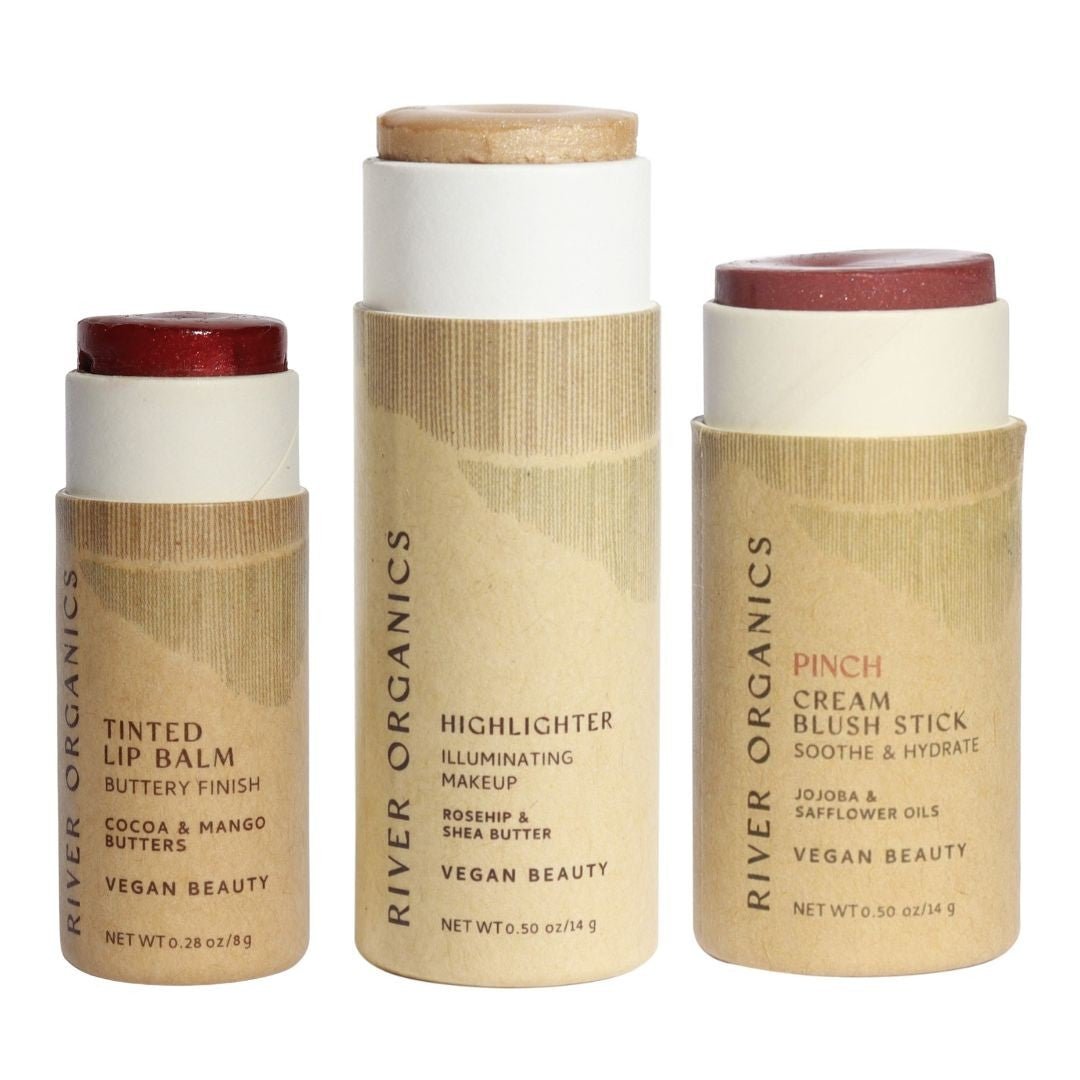 River Organics Lip + Highlighter + Blush Set