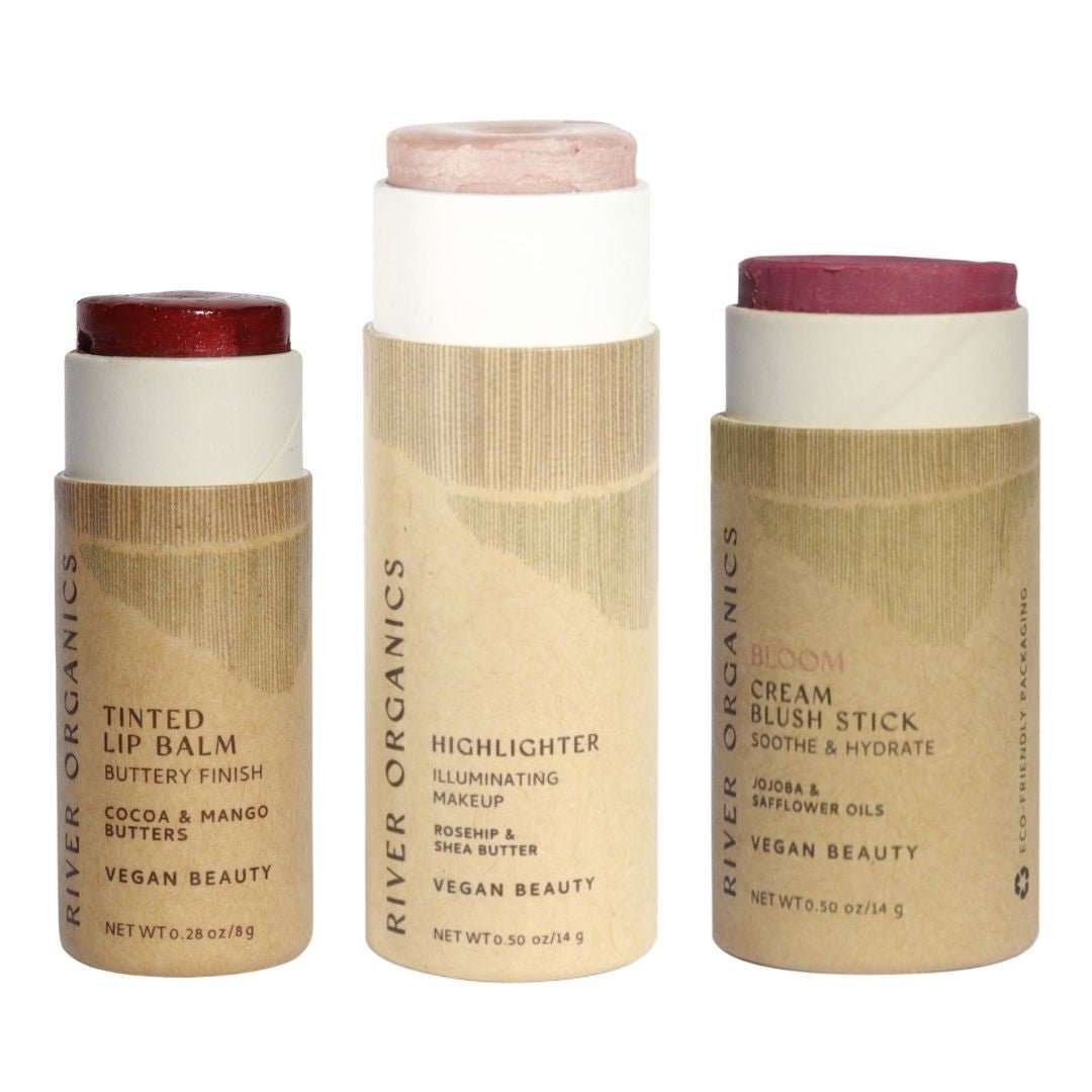 River Organics Lip + Highlighter + Blush Set