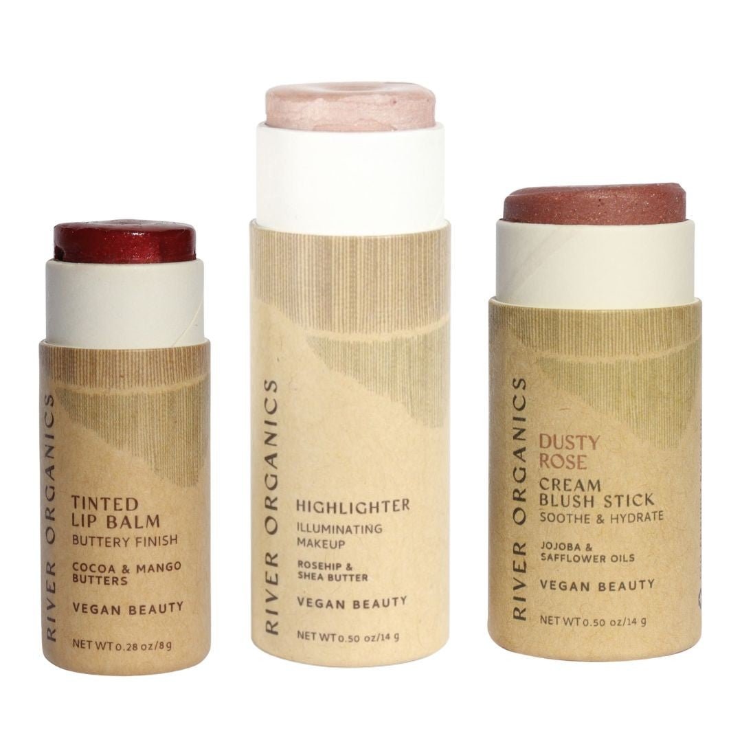 River Organics Lip + Highlighter + Blush Set