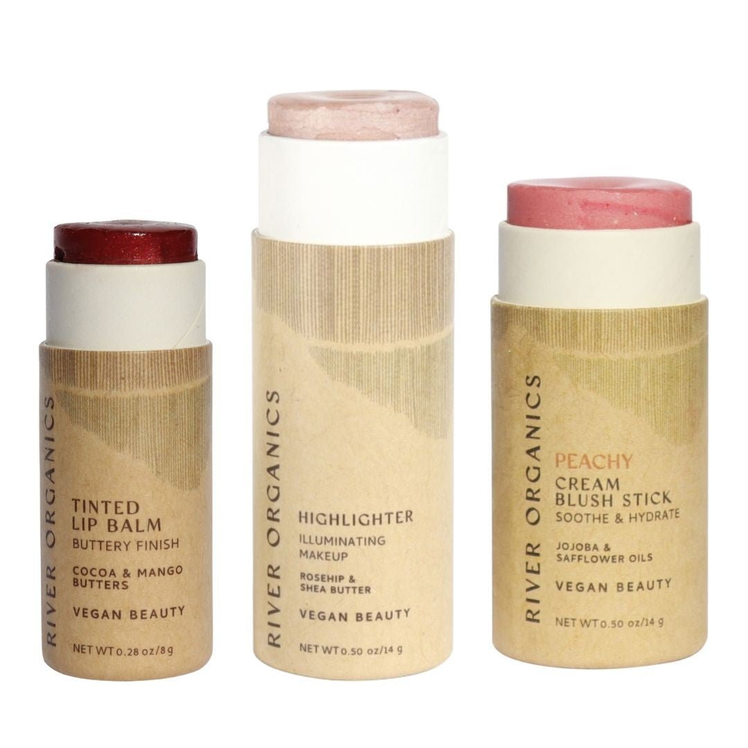 River Organics Lip + Highlighter + Blush Set