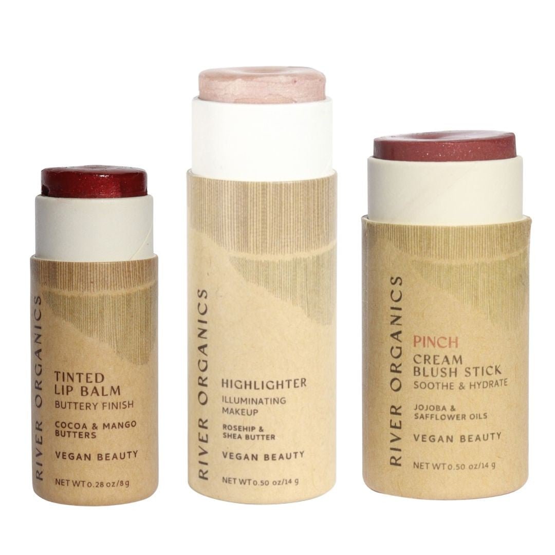 River Organics Lip + Highlighter + Blush Set