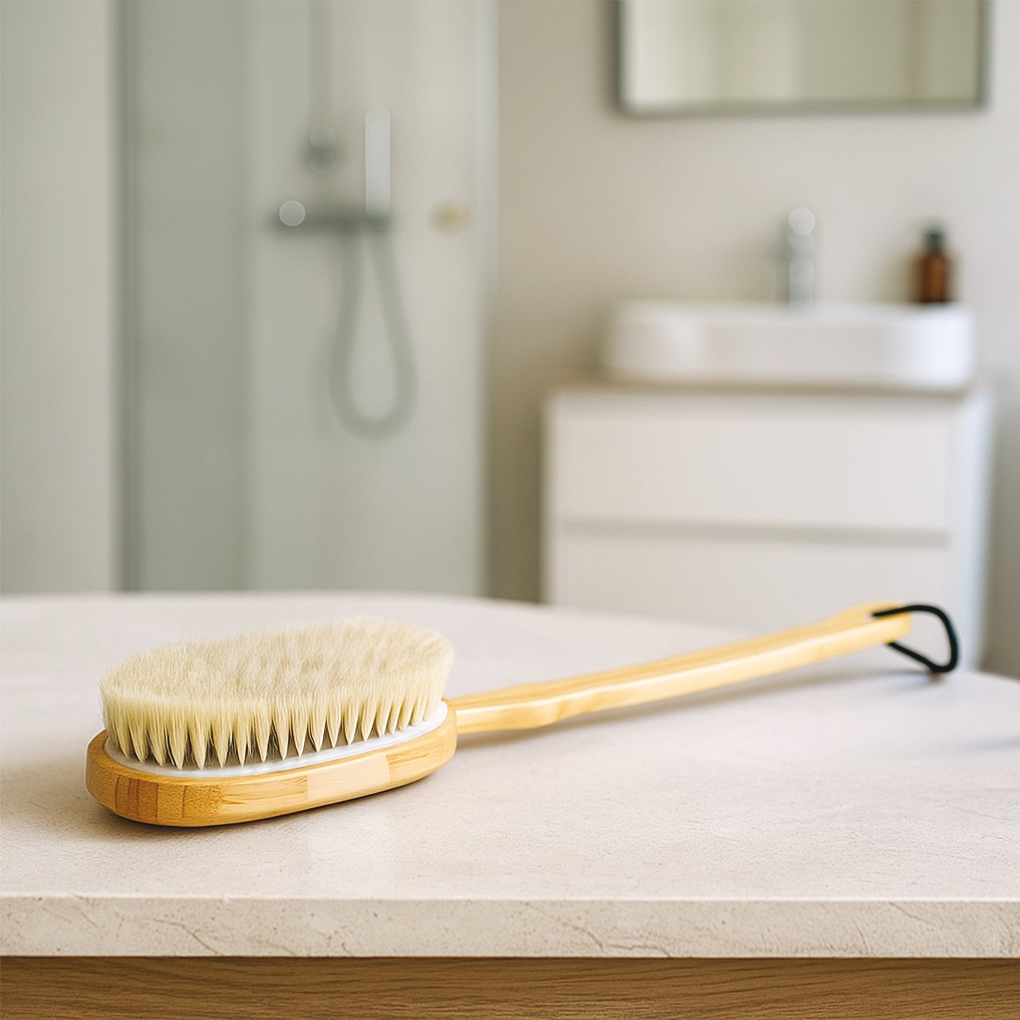 Pursonic Bath Body Brush With Long Bamboo Handle
