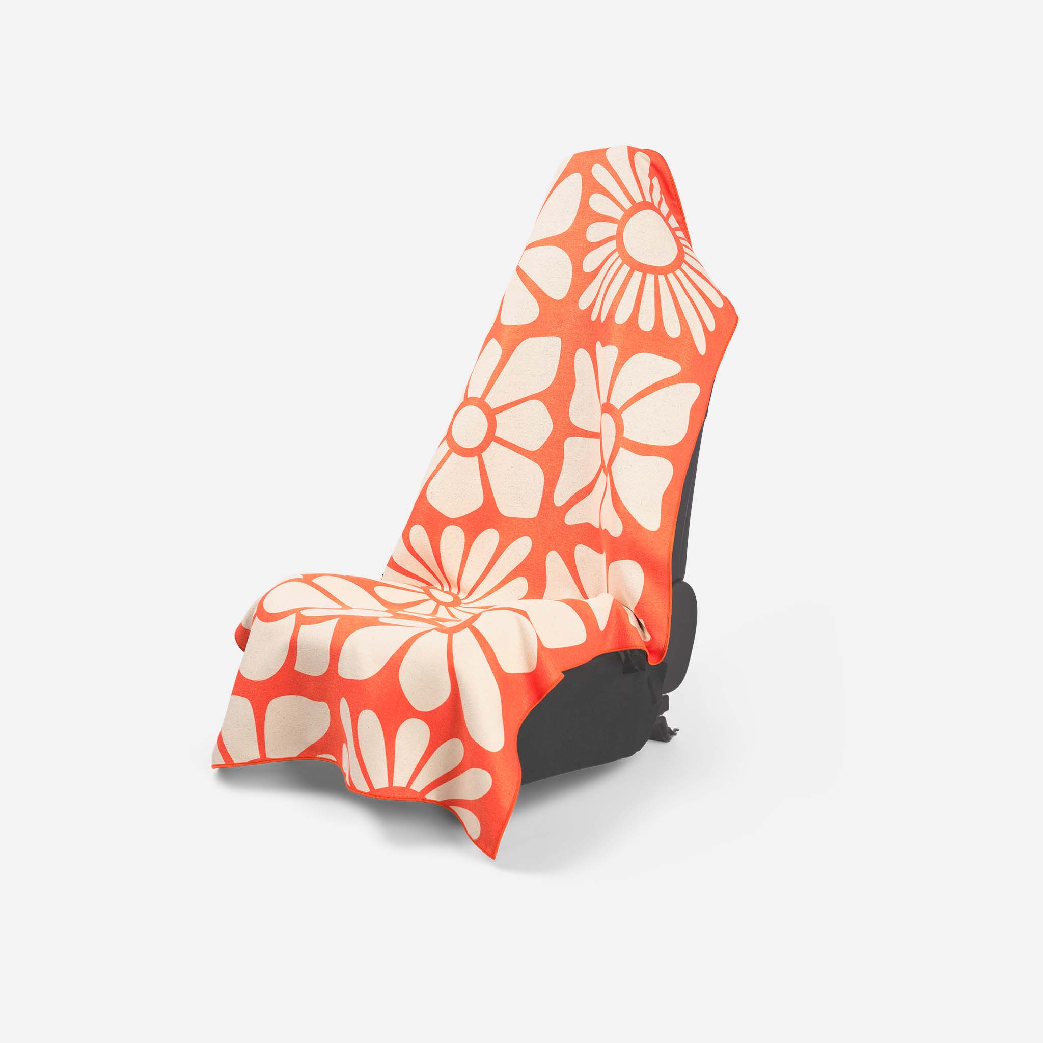 Nomadix Car Seat Cover Towel: Big Flowers Expedition Orange