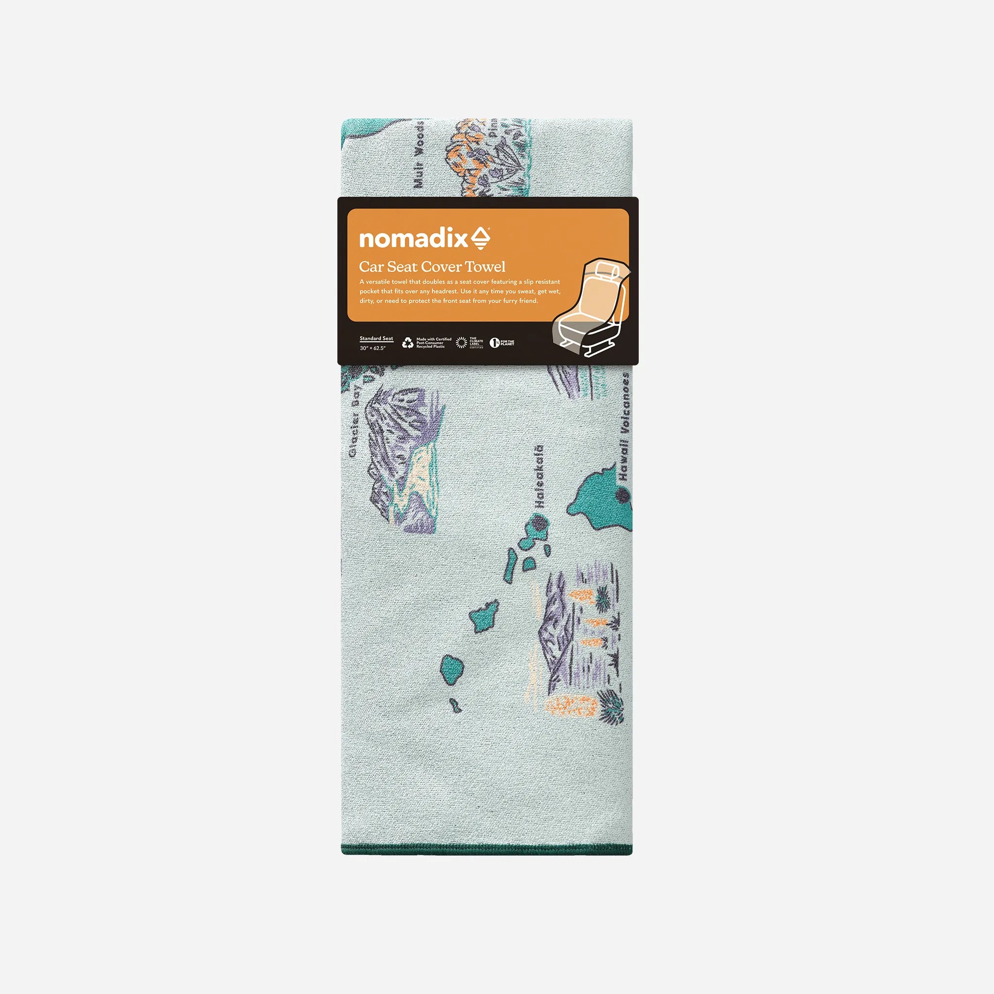Nomadix Car Seat Cover Towel: National Parks and Monuments Map