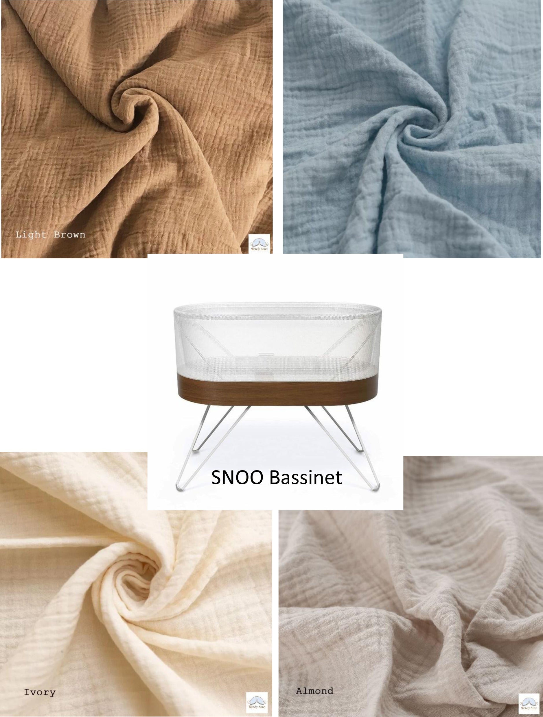 Wendy Anne SNOO Bassinet Cradle Custom Made Fitted Sheet - Organic Cotton Gauze
