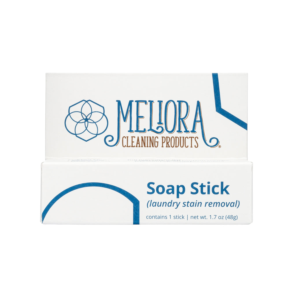 Meliora cleaning products soap stick packaging on a white background