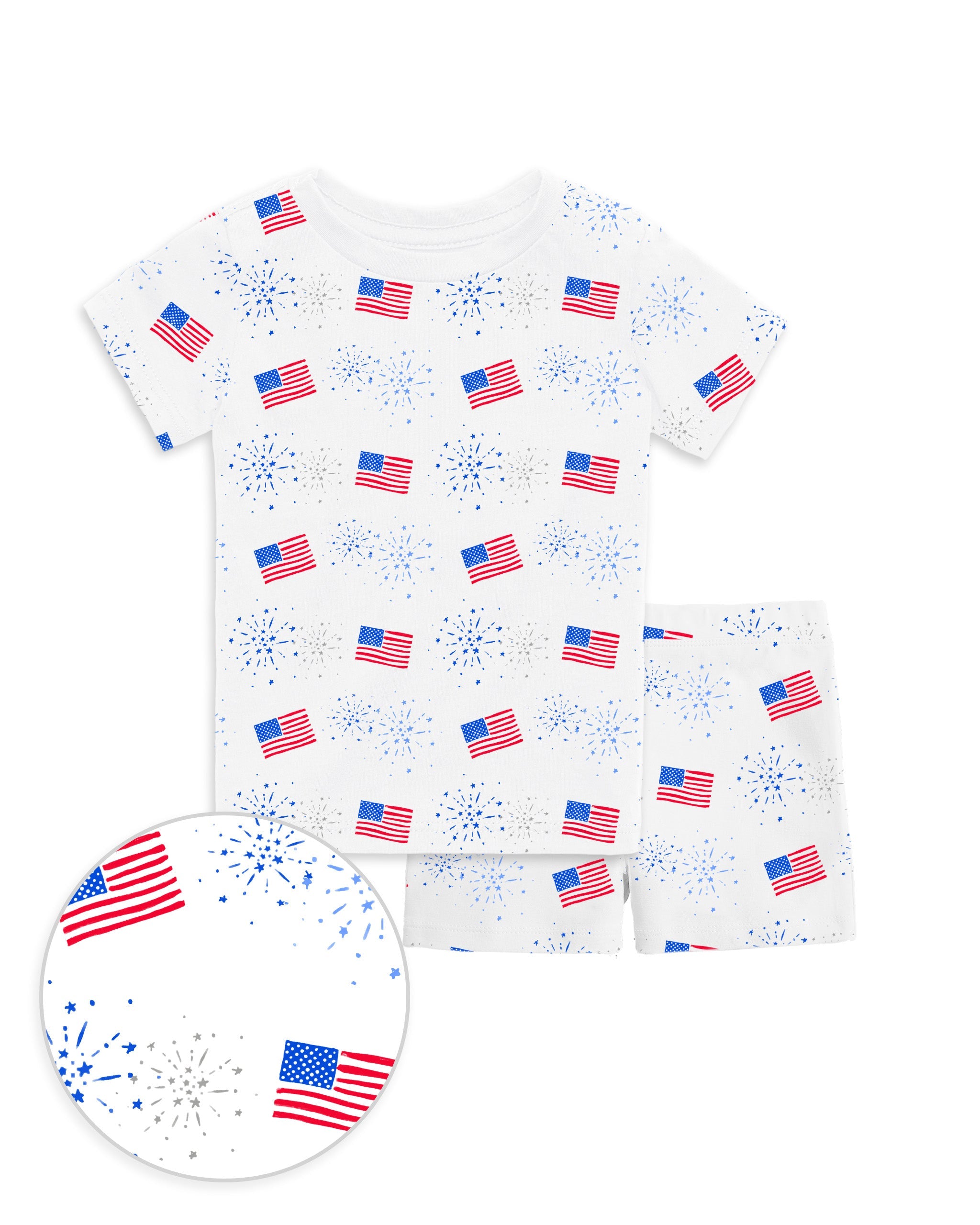 12|12 The Organic Short Sleeve Pajama Set [Flags and Fireworks]