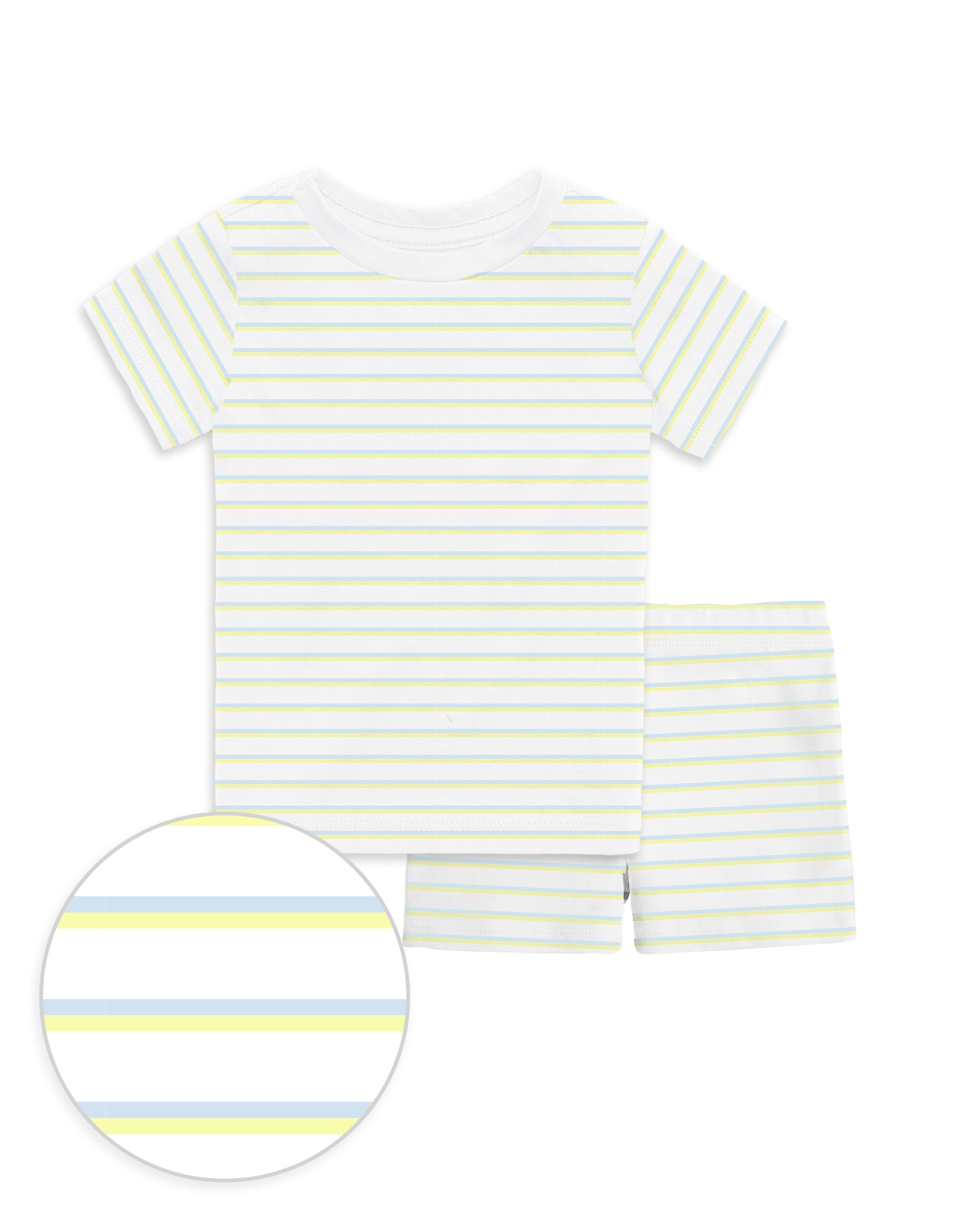 12|12 The Organic Short Sleeve Pajama Set [Lemon Double Stripe]