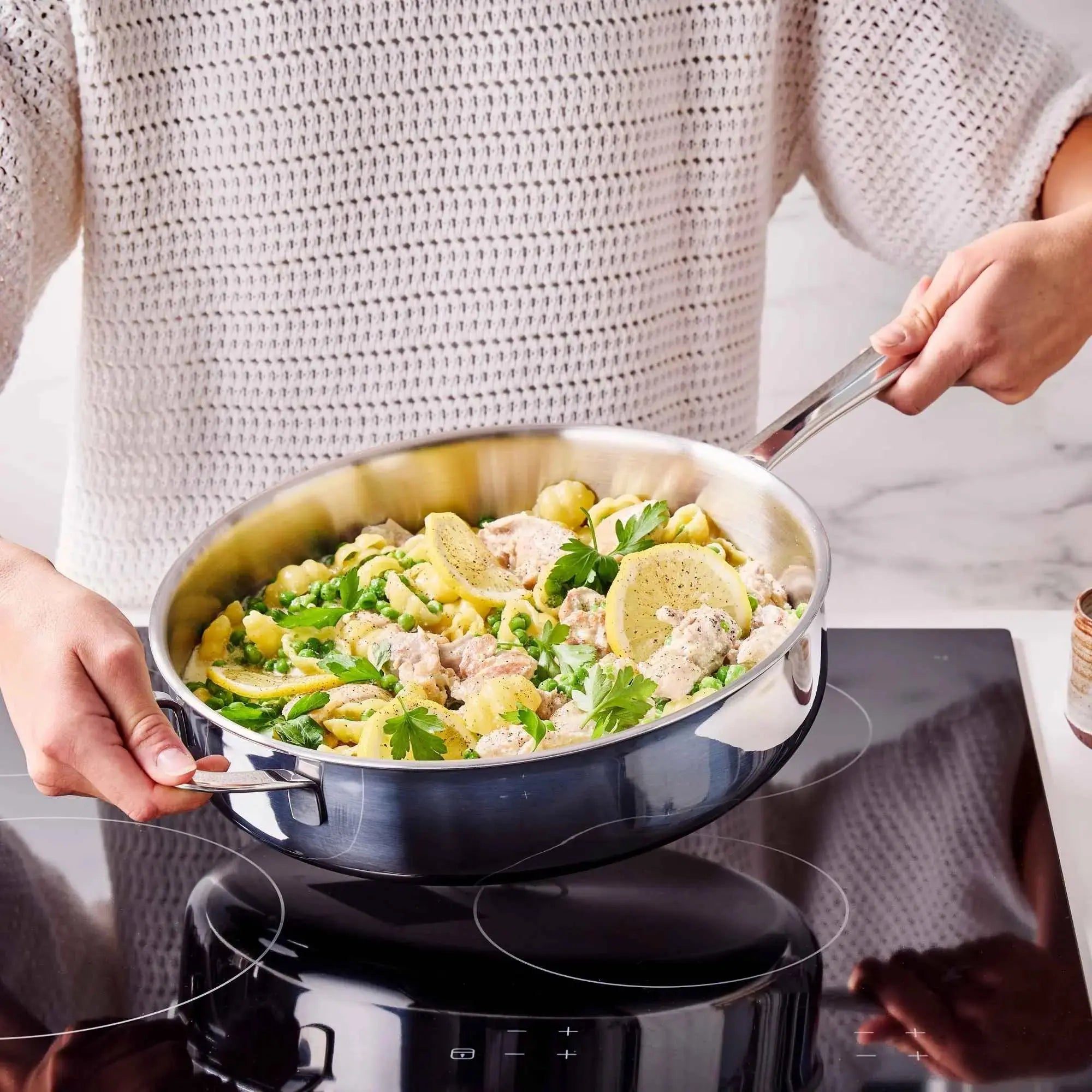 Alva Cookware 5-Ply Stainless Steel Sauté Pan with Lid, 4-Qt