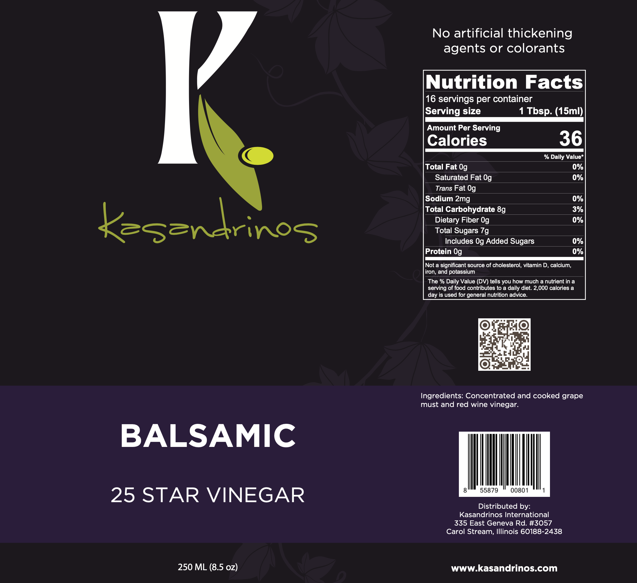 Kasandrinos International 25 Star Balsamic Vinegar - 250ml