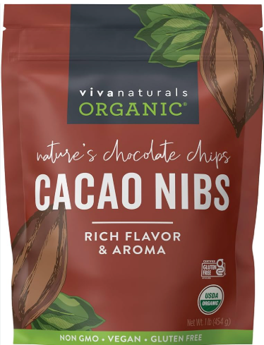 A bag of Viva Organic Cocoa Nibs