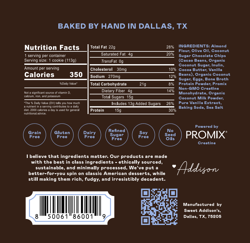 Sweet Addison's Creatine Chocolate Chip Cookie - 20 Pack