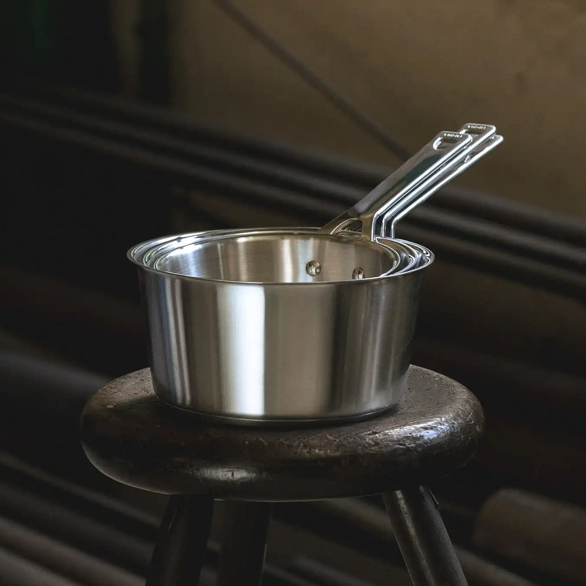 Cristel Set of 3 Saucepans with Glass Lids