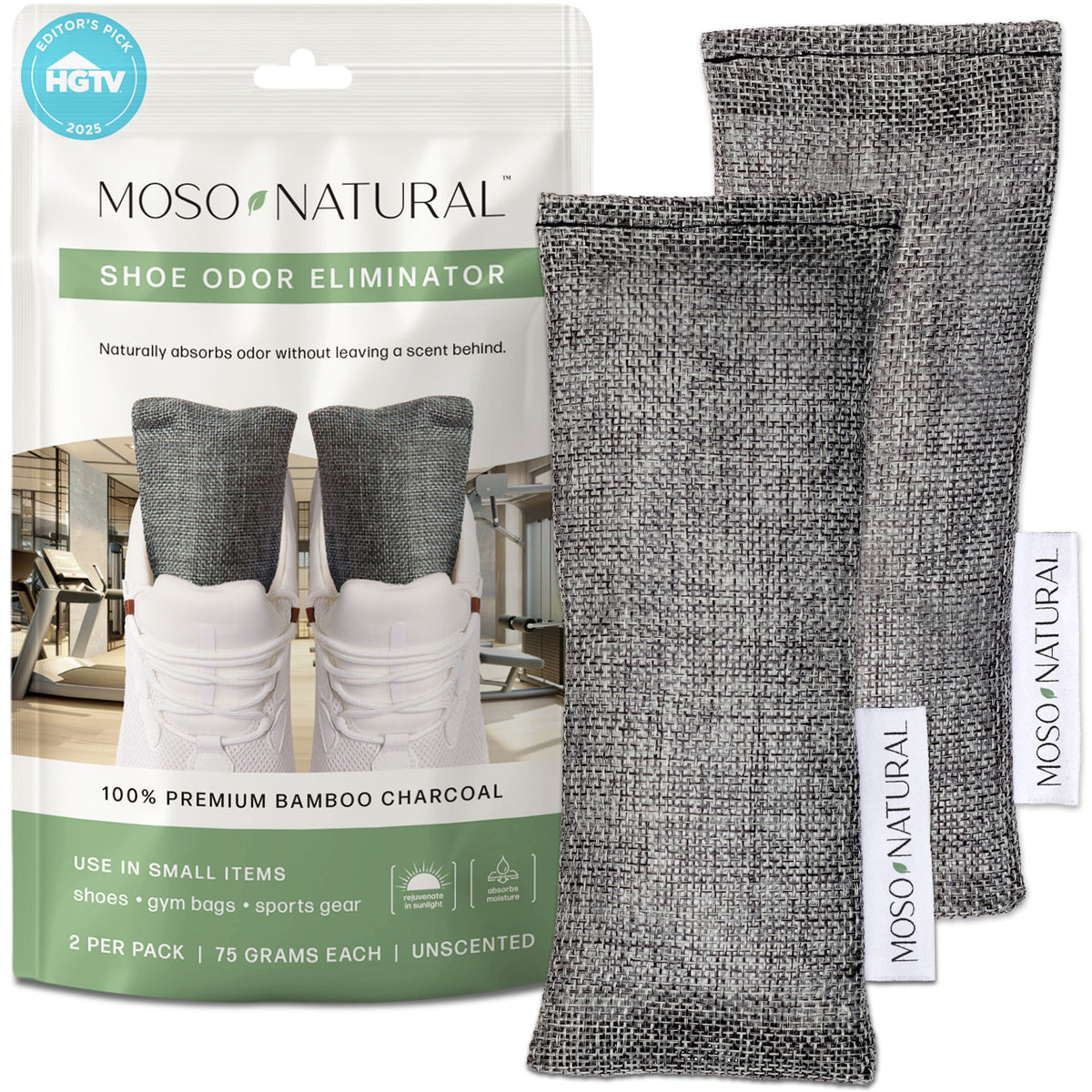 Moso Mini Natural Air Freshener, Filter & Purifier - Shoes and Small Spaces - 2 Pack