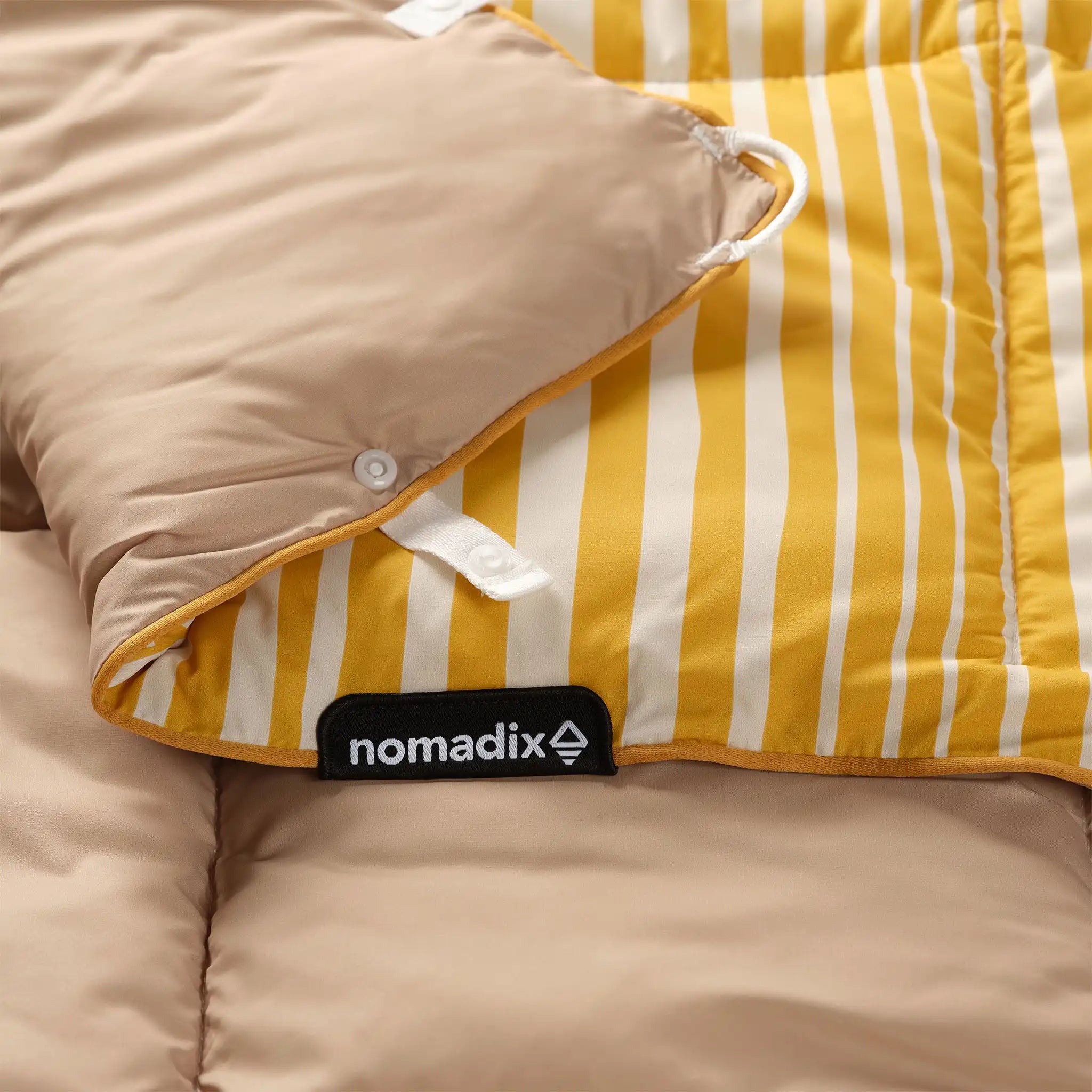Nomadix Graphene Puffer Blanket: Heritage Stripe Amber Sun