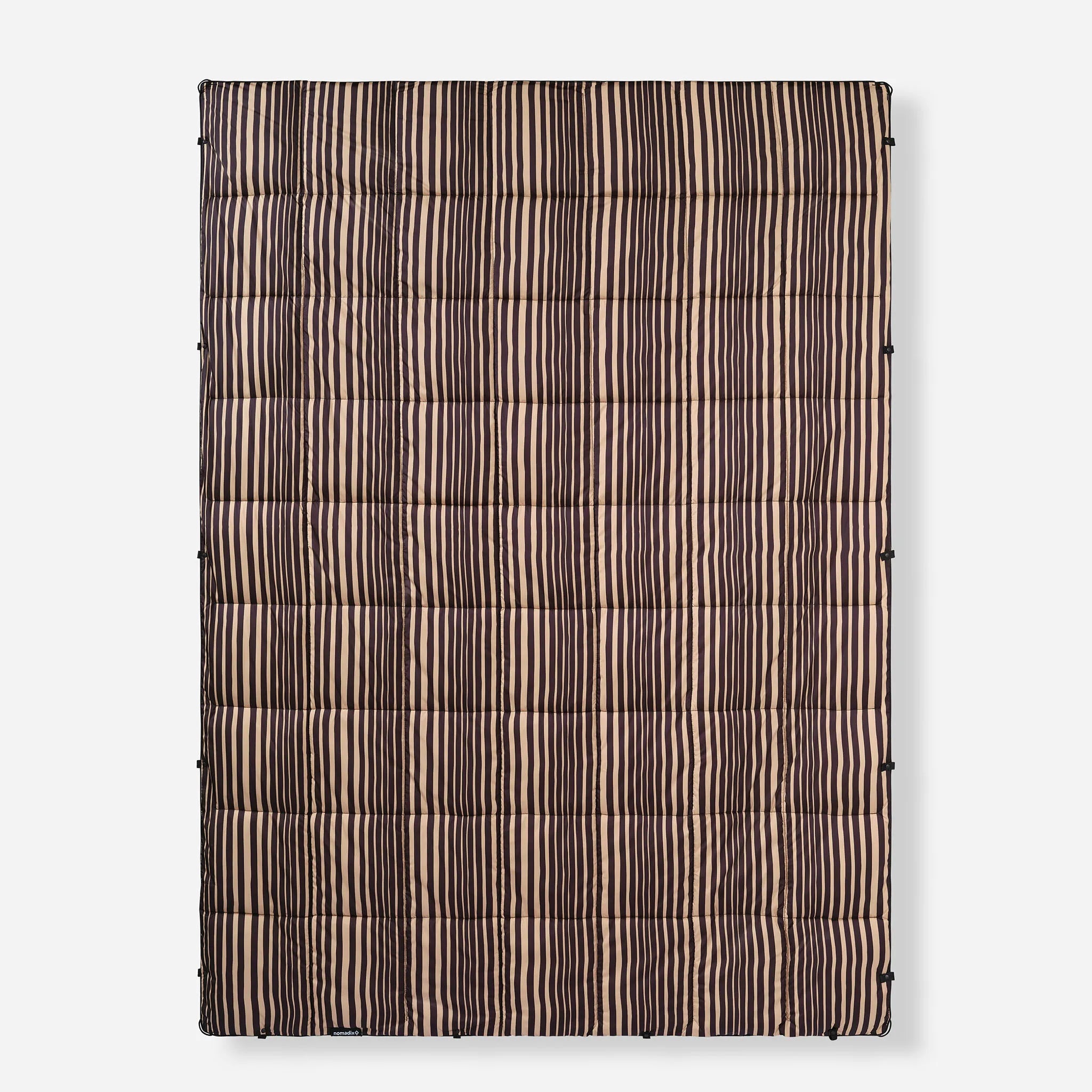 Nomadix Graphene Puffer Blanket: Heritage Stripe Black and Tan