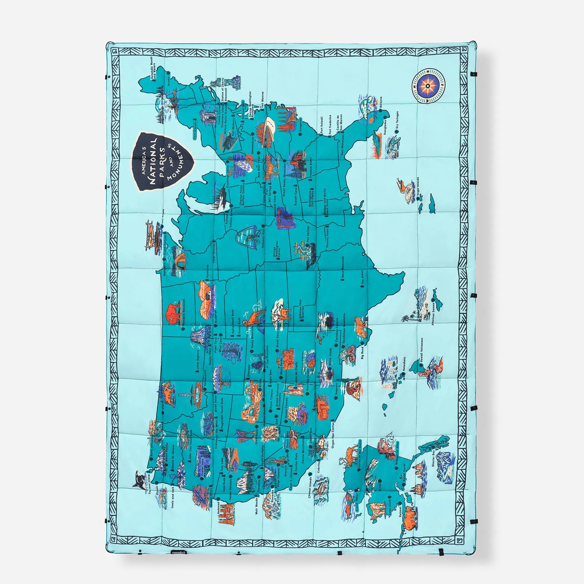 Nomadix Graphene Puffer Blanket: National Parks and Monuments Map