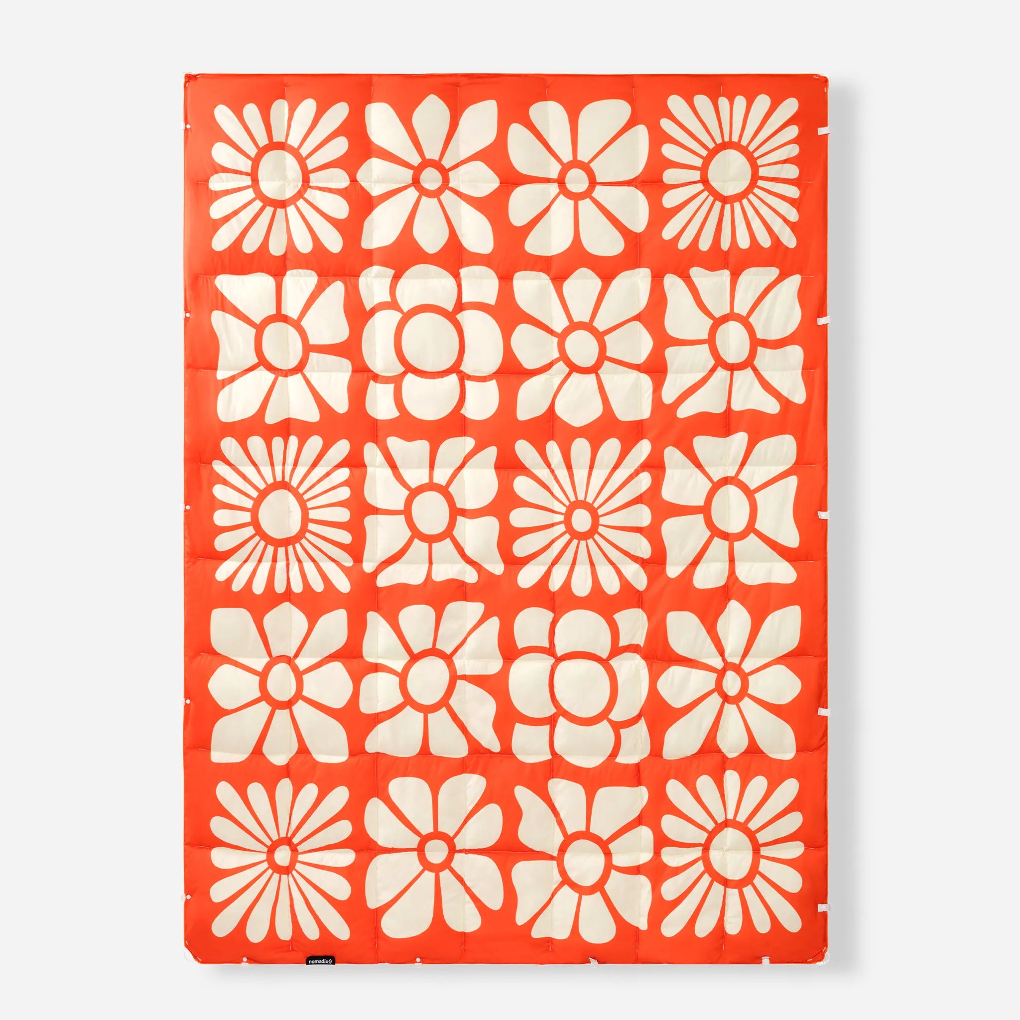 Nomadix Graphene Puffer Blanket: Big Flowers Expedition Orange