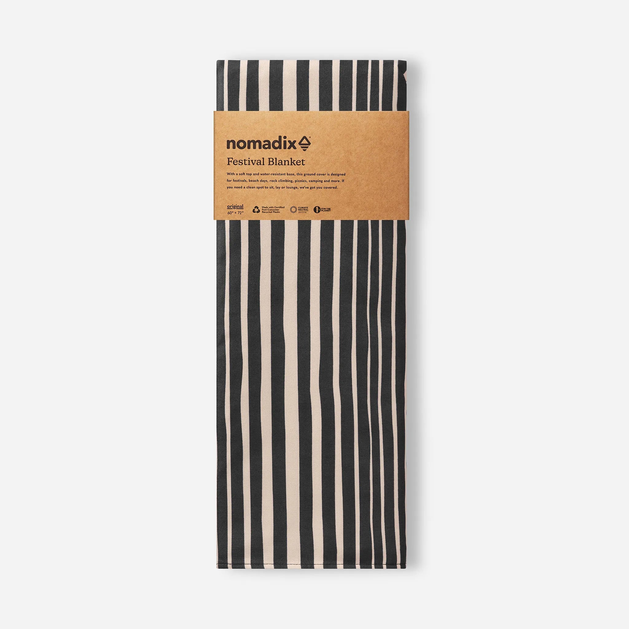 Nomadix Festival Blanket: Heritage Stripe Black and Tan