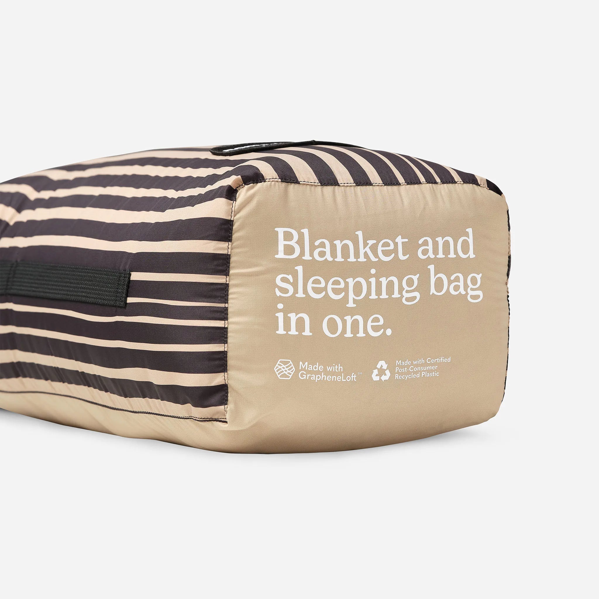 Nomadix Graphene Puffer Blanket: Heritage Stripe Black and Tan