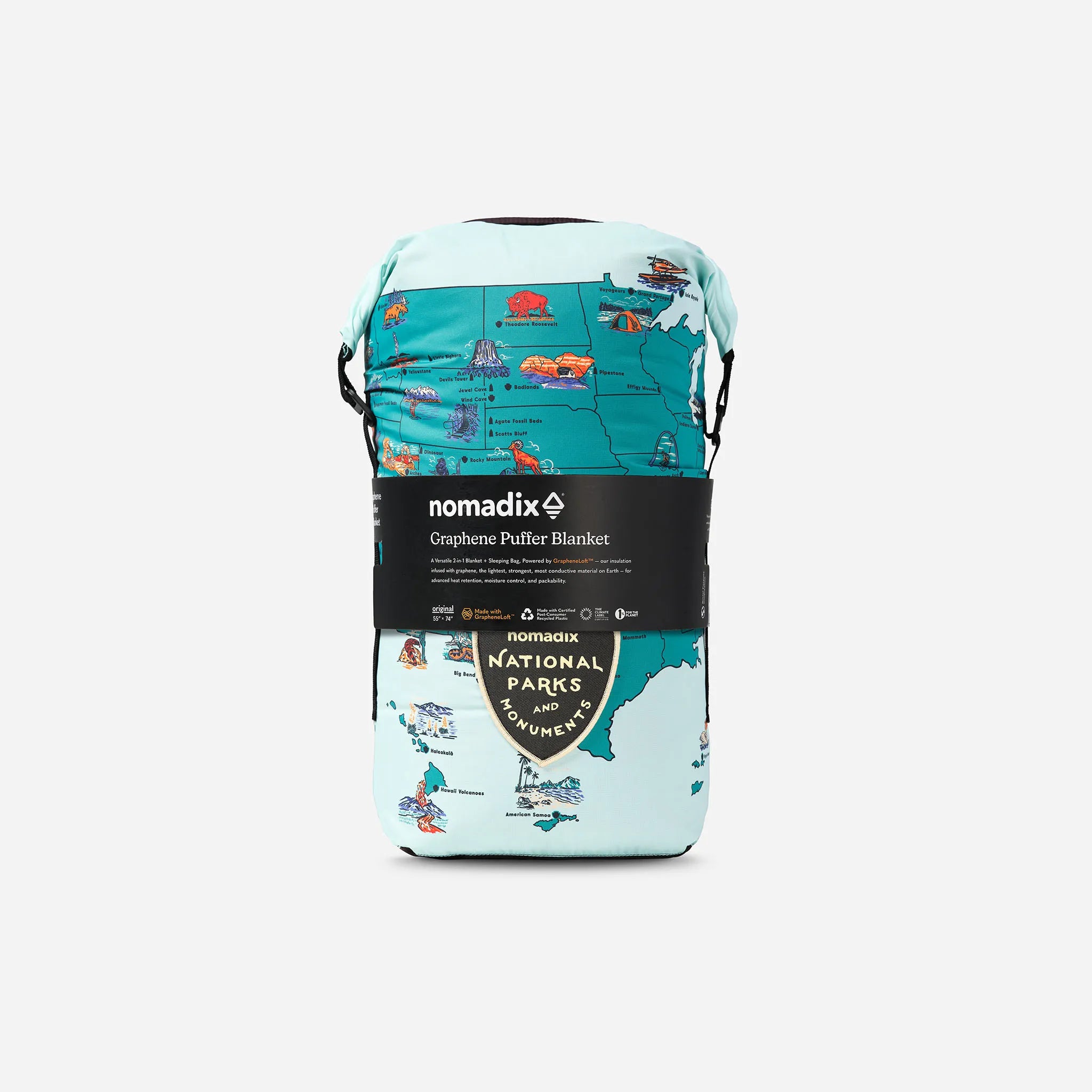 Nomadix Graphene Puffer Blanket: National Parks and Monuments Map