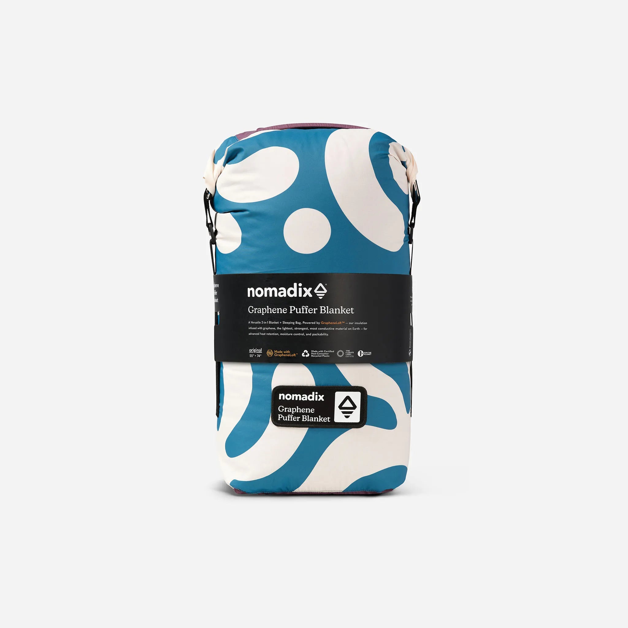 Nomadix Graphene Puffer Blanket: Whirlpool Teal Ocean
