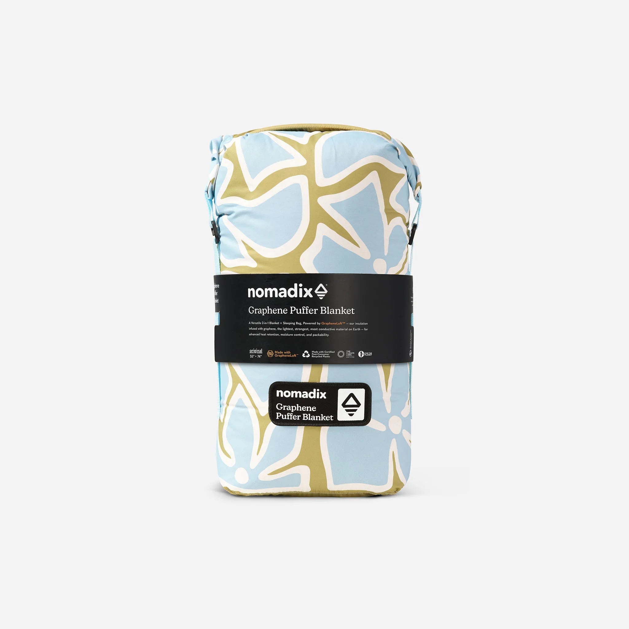 Nomadix Graphene Puffer Blanket: Wild Flowers Meadow Green