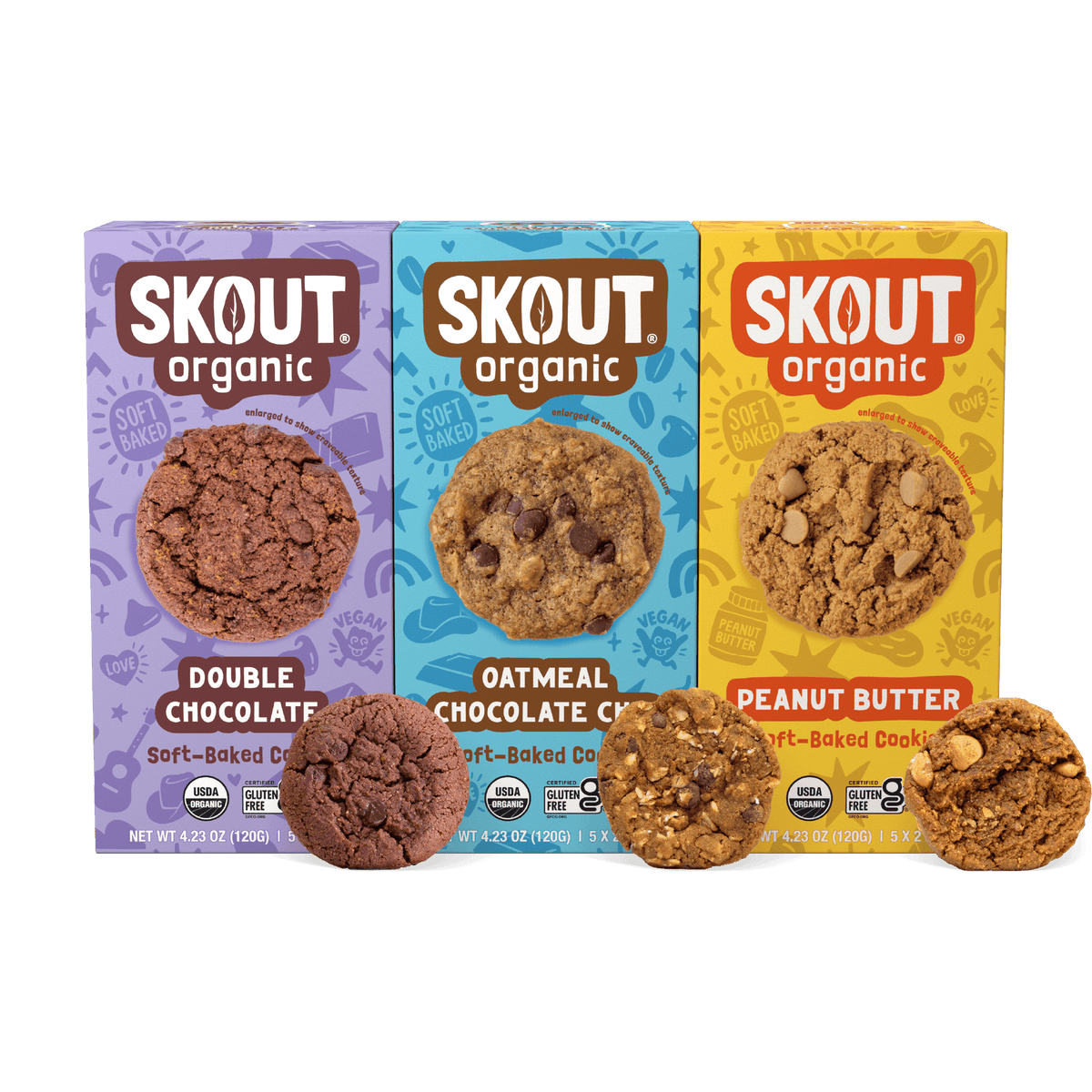Skout Organic three-flavor soft baked cookie variety pack