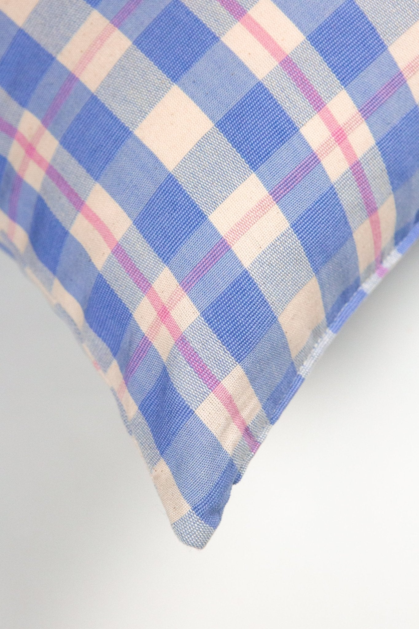 Archive New York Abigail Plaid Square Pillow in Periwinkle and Pink