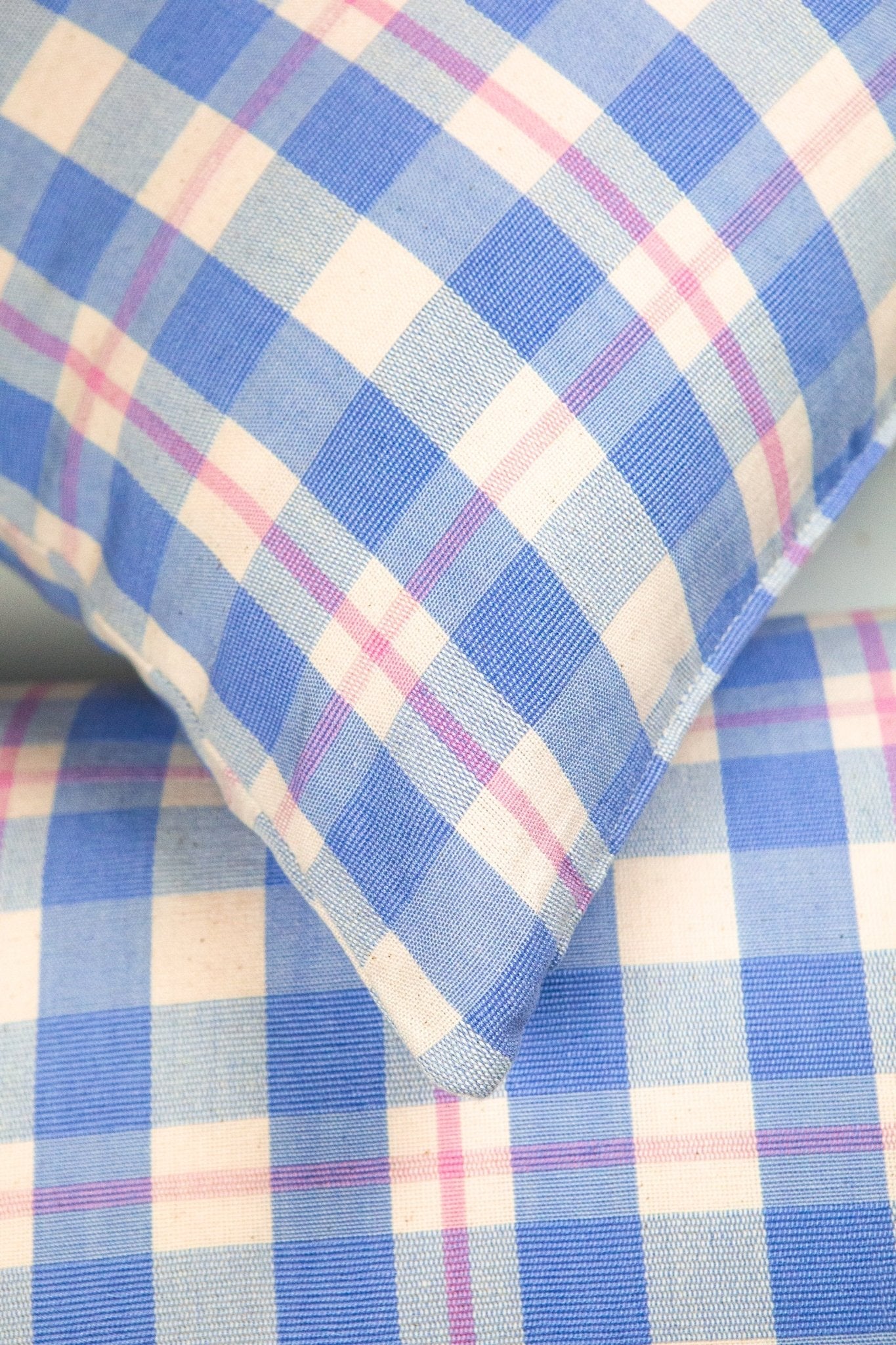 Archive New York Abigail Plaid Square Pillow in Periwinkle and Pink