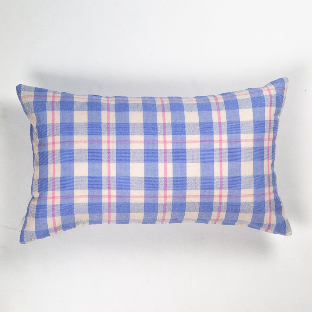 Archive New York Abigail Plaid Square Pillow in Periwinkle and Pink ...