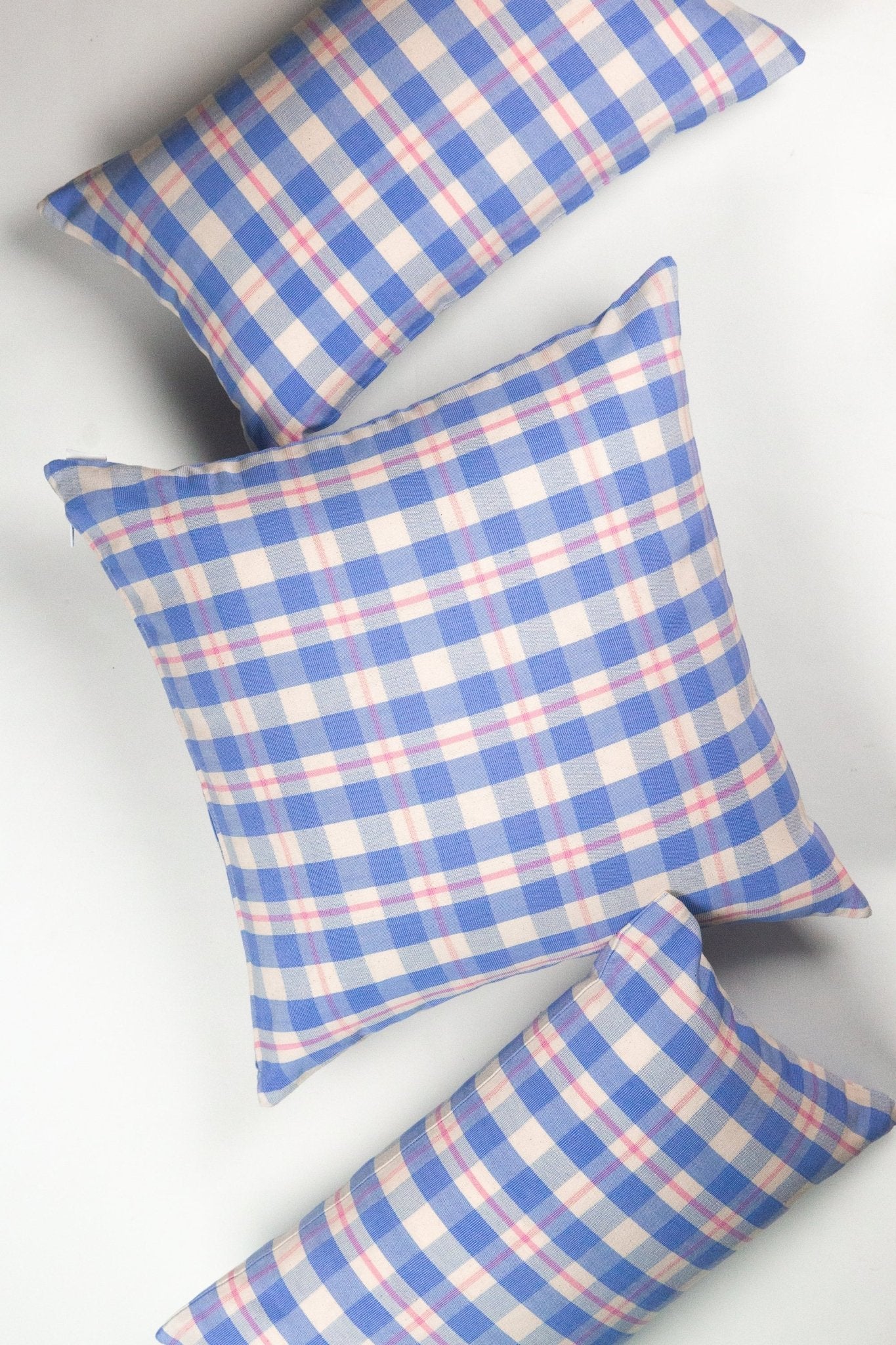 Archive New York Abigail Plaid Square Pillow in Periwinkle and Pink