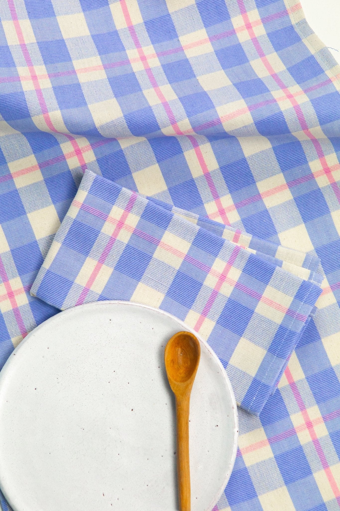 Archive New York Abigail Plaid Placemat in Periwinkle Blue and Pink