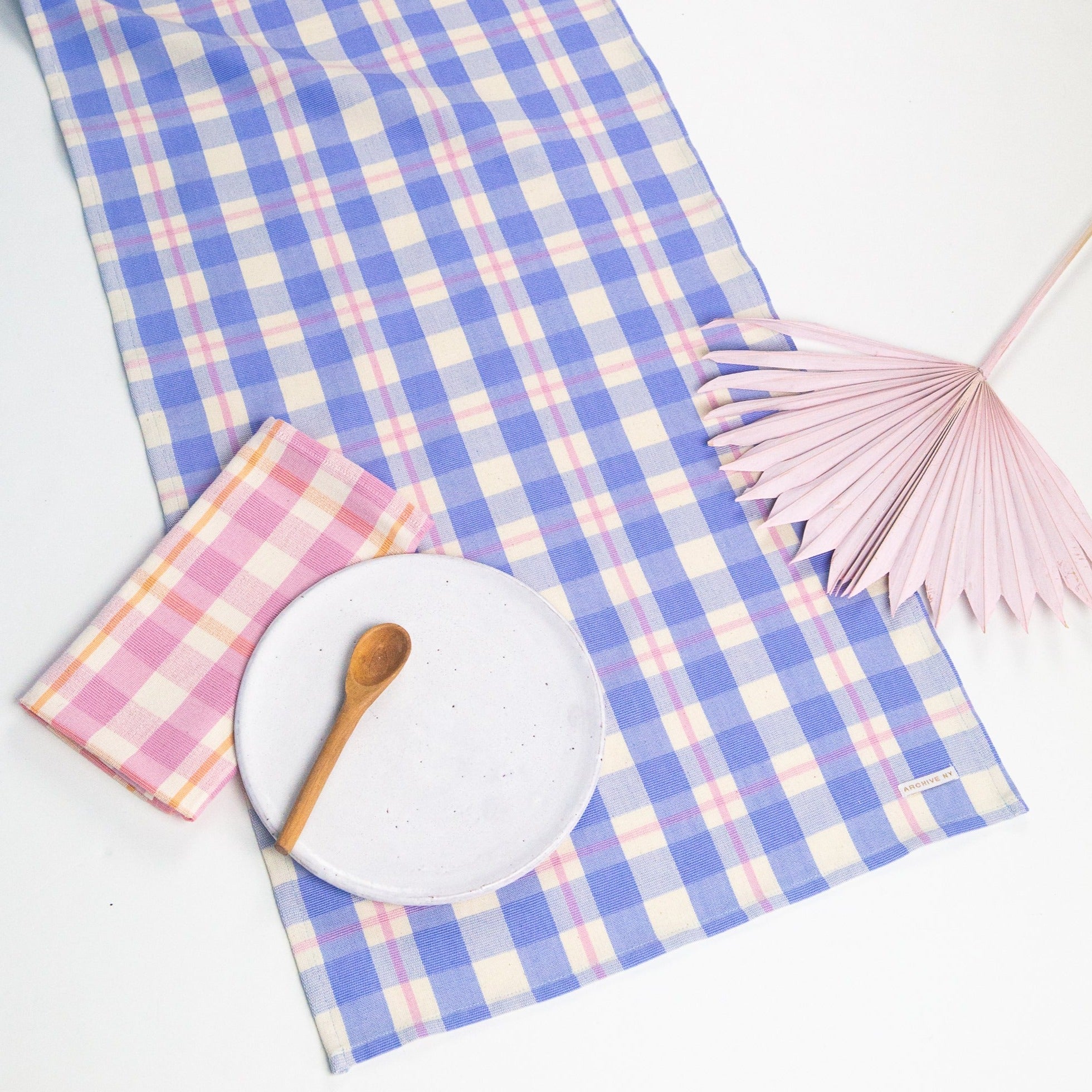 Archive New York Abigail Plaid Runner in Periwinkle Blue and Pink