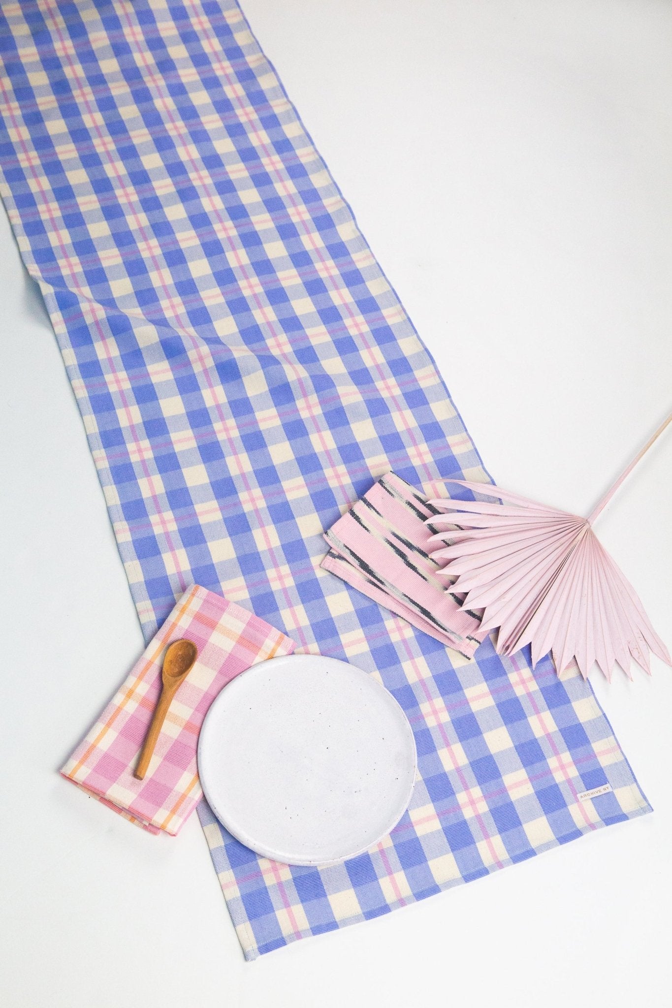 Archive New York Abigail Plaid Runner in Periwinkle Blue and Pink