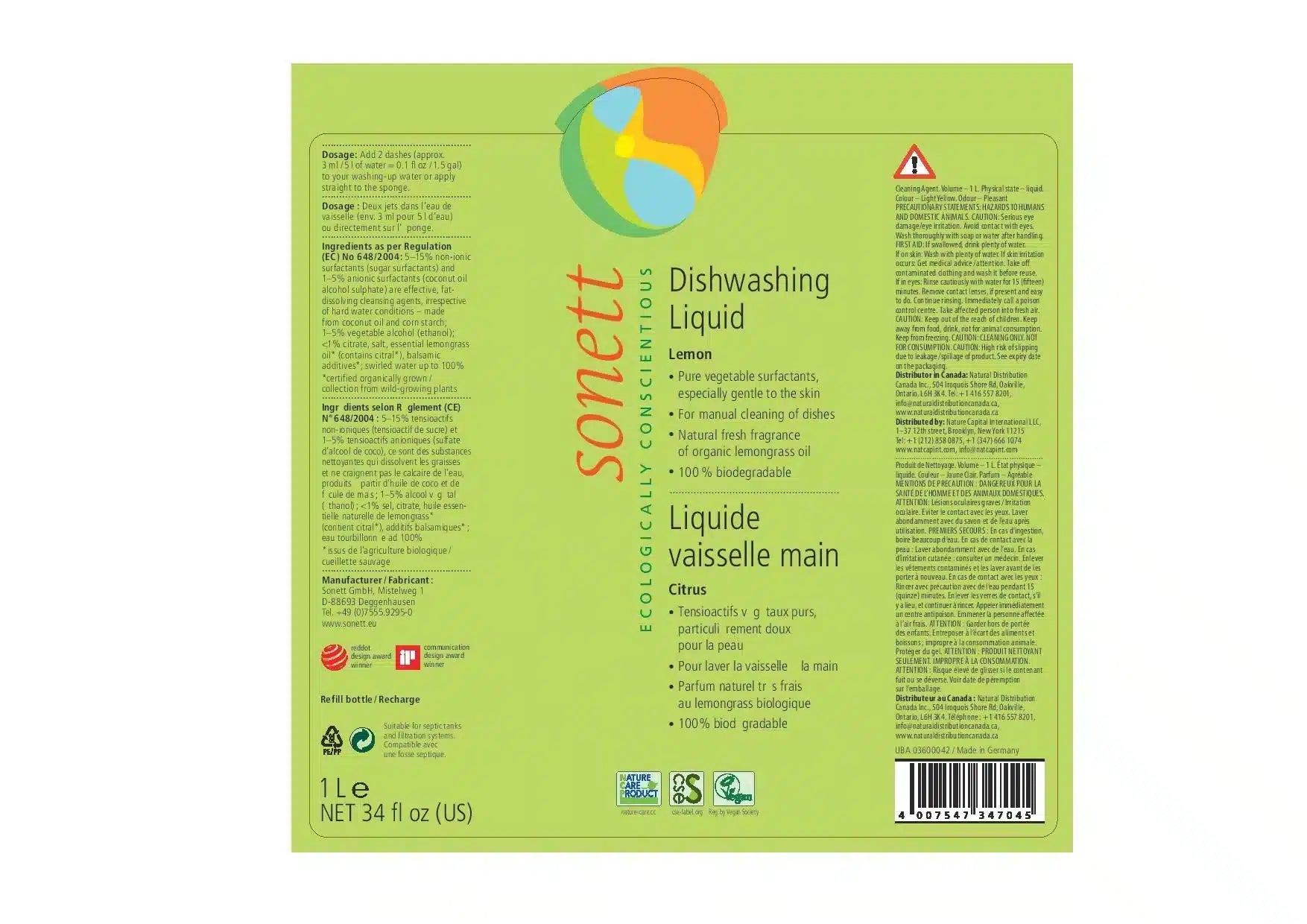 Sonett Natural Dishwashing Liquid