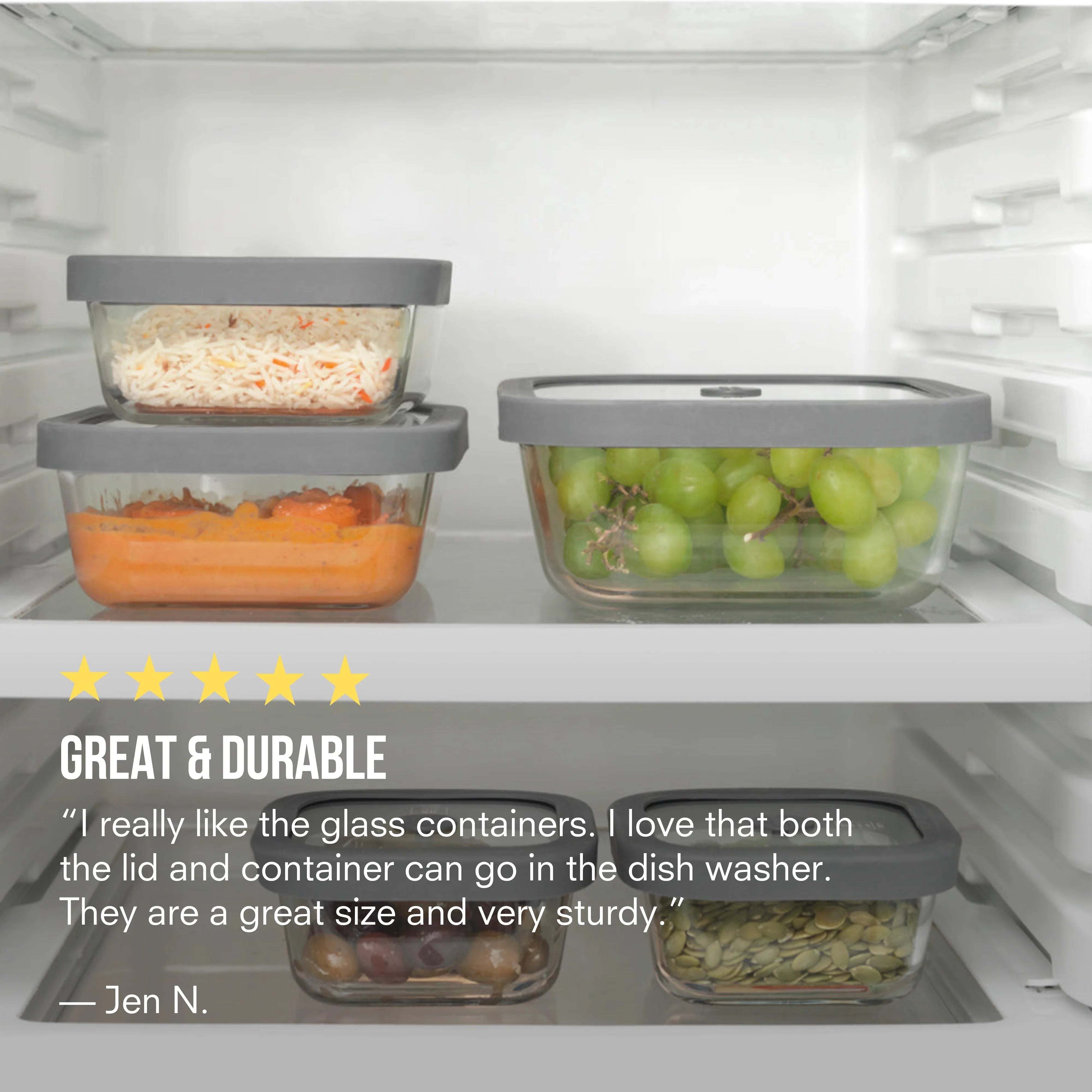 Public Goods Square Glass Food Storage Containers (Set of 4)