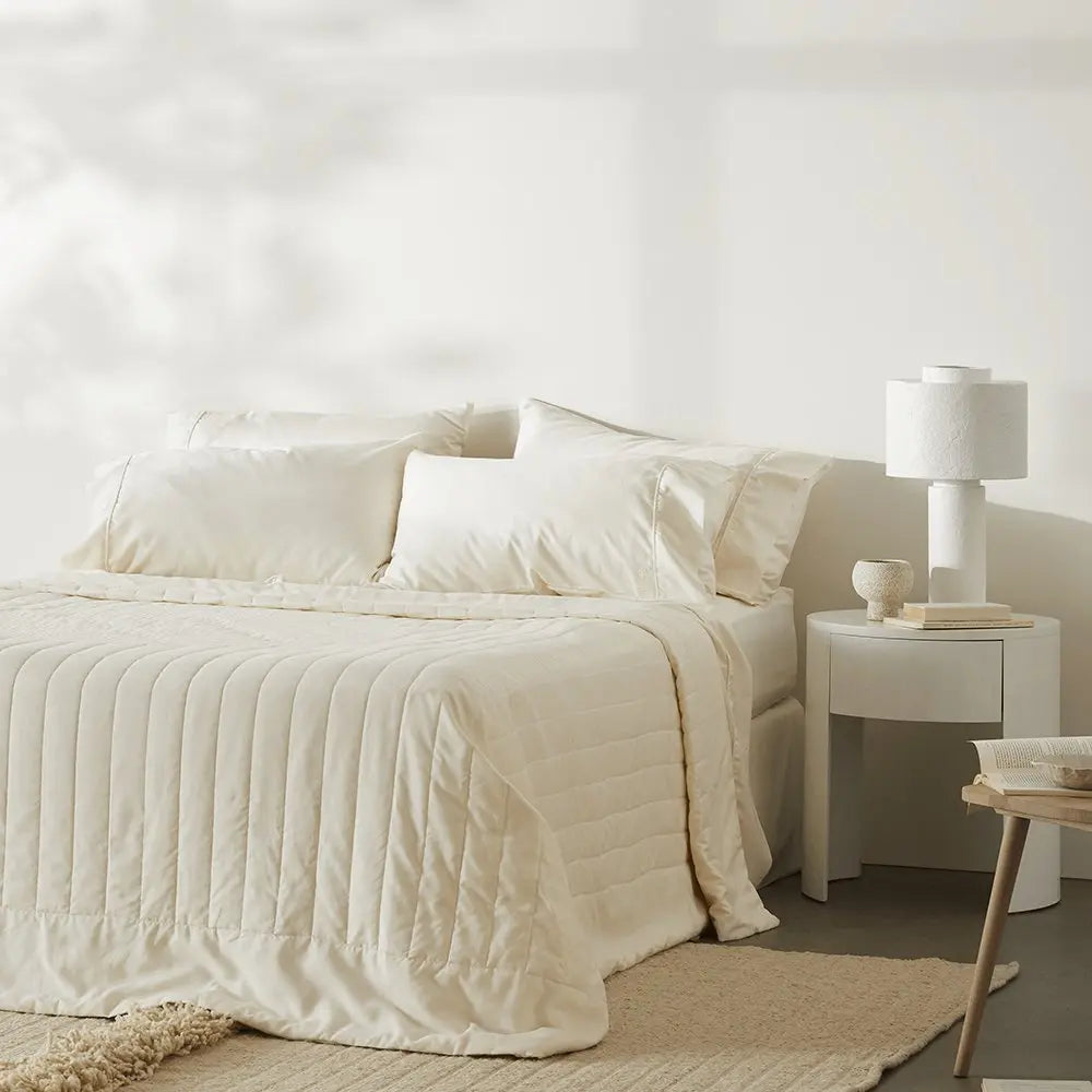 Ettitude Linen+ Bamboo Quilted Coverlet