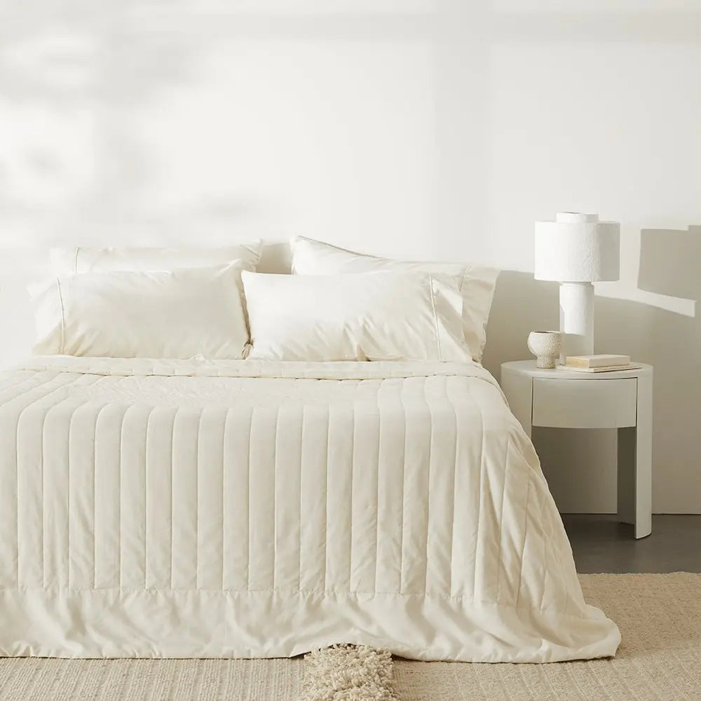 Ettitude Linen+ Bamboo Quilted Coverlet