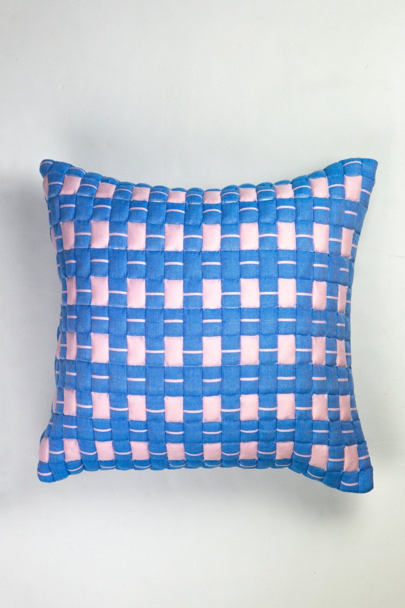 Archive New York Sujani Quilted Pillow in Soft Pink and Blue