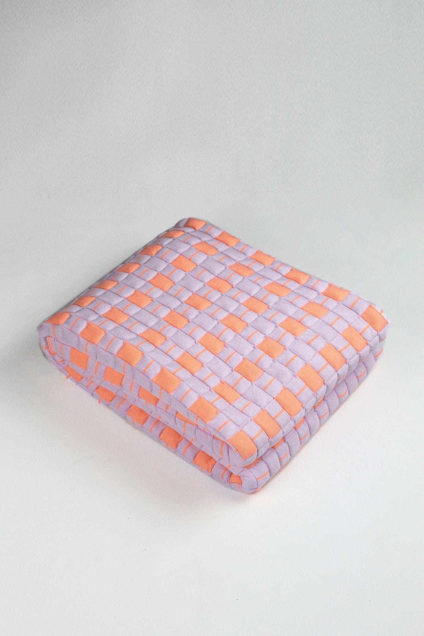 Backordered: Archive New York Quilted Sujani Throw Blanket - Pastel Lilac and Neon Orange