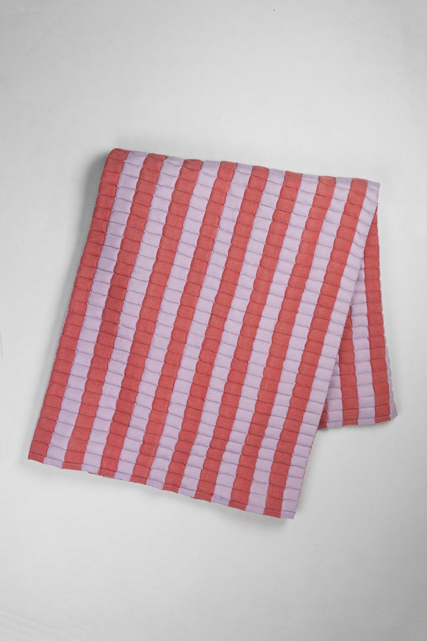 Archive New York Quilted Sujani Throw Blanket - Soft Lilac and Red
