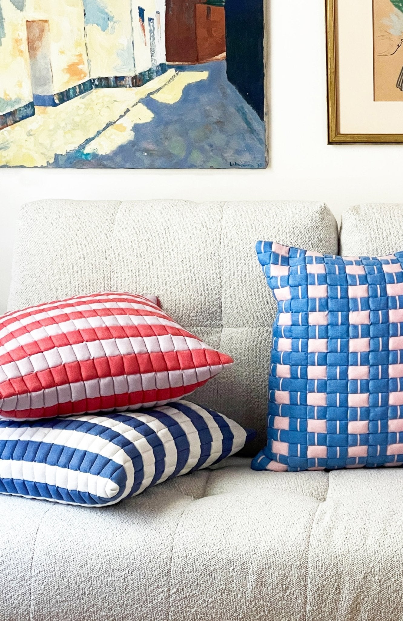 Archive New York Sujani Striped Quilted Pillow