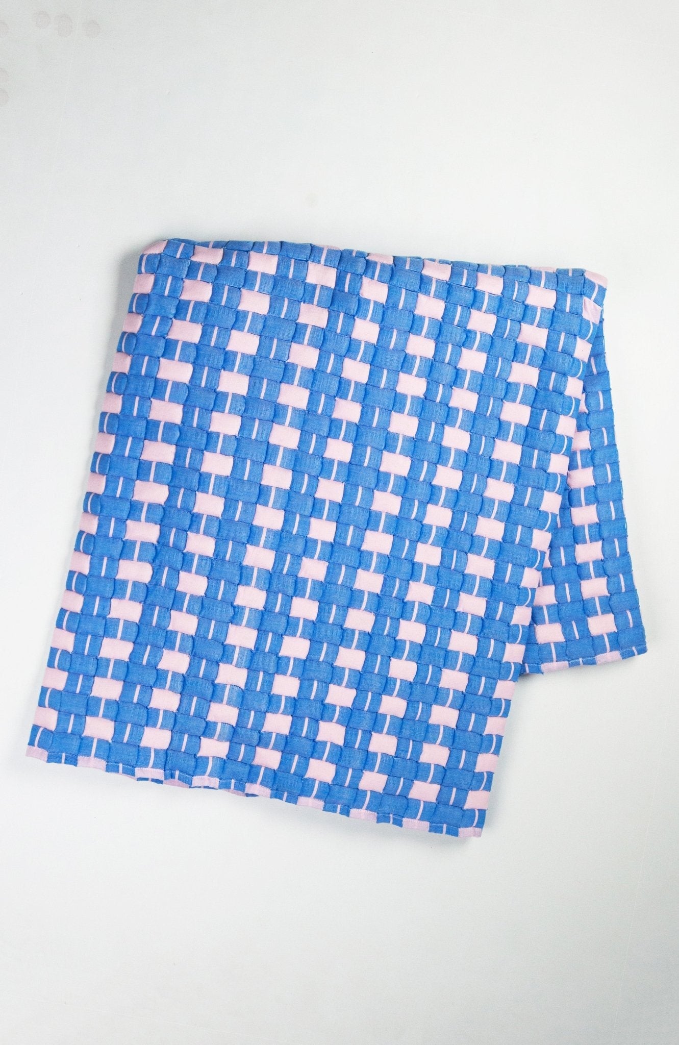 Archive New York Quilted Sujani Throw Blanket - Soft Pink and Blue