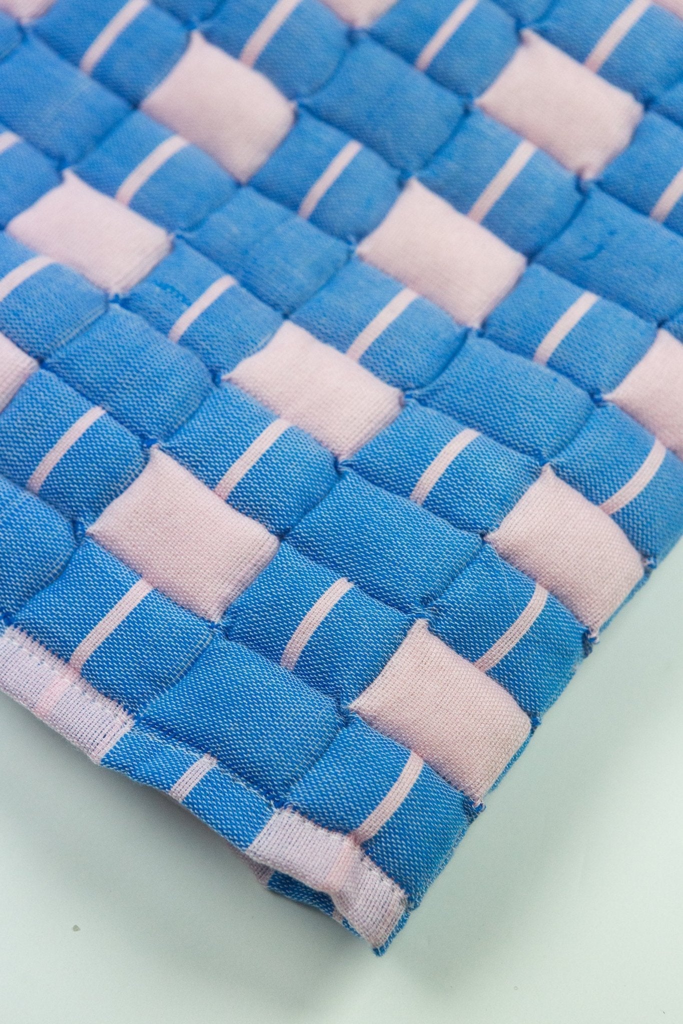 Archive New York Quilted Sujani Throw Blanket - Soft Pink and Blue