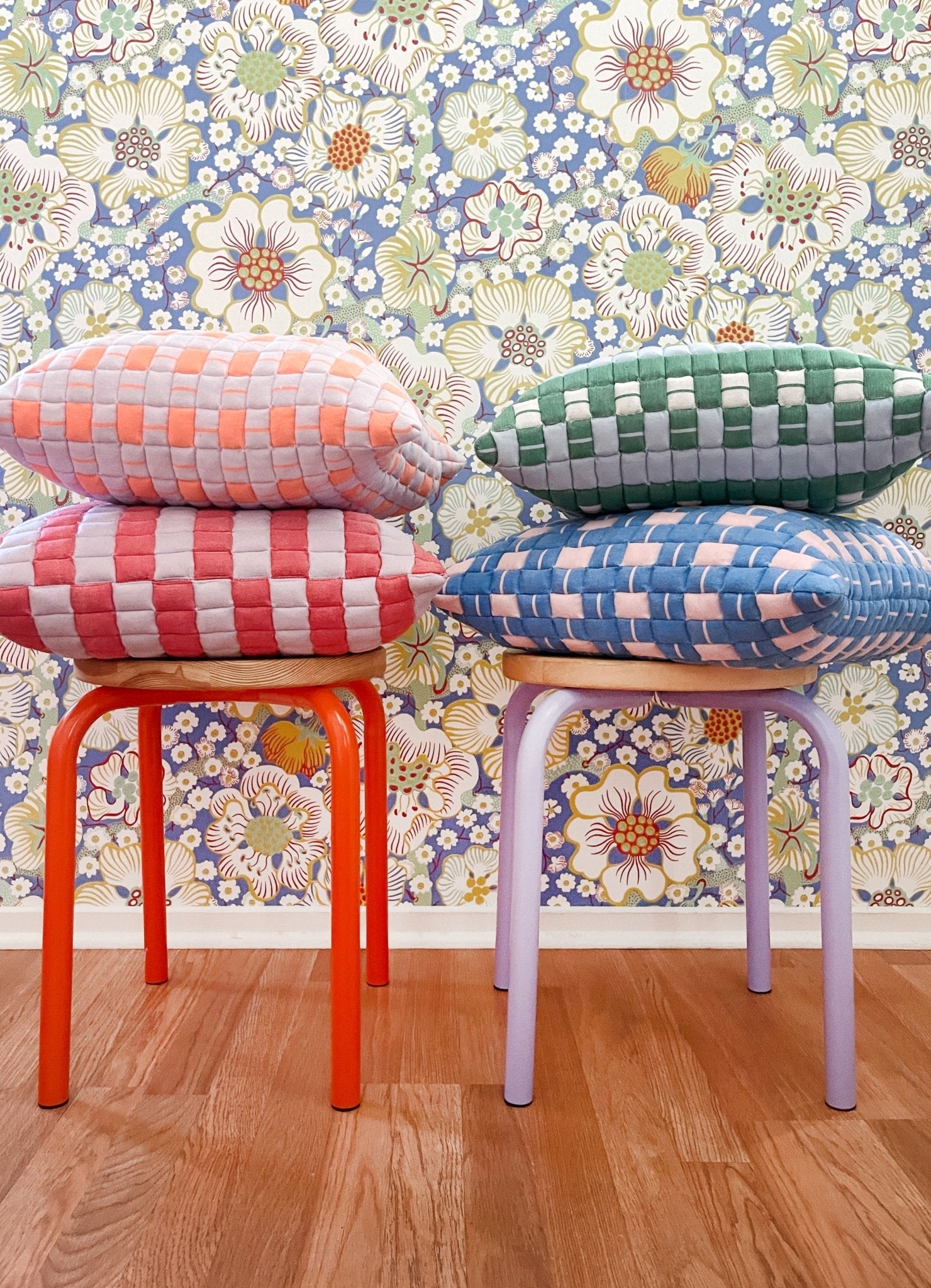 Archive New York Sujani Quilted Pillow in Soft Pink and Blue