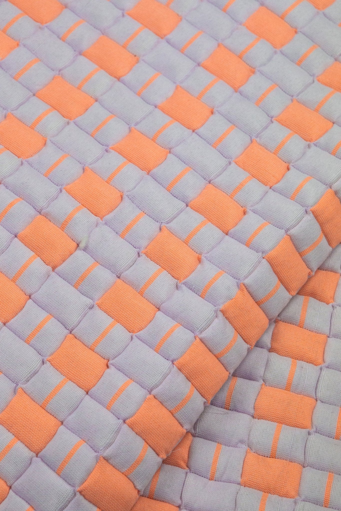 Backordered: Archive New York Quilted Sujani Throw Blanket - Pastel Lilac and Neon Orange