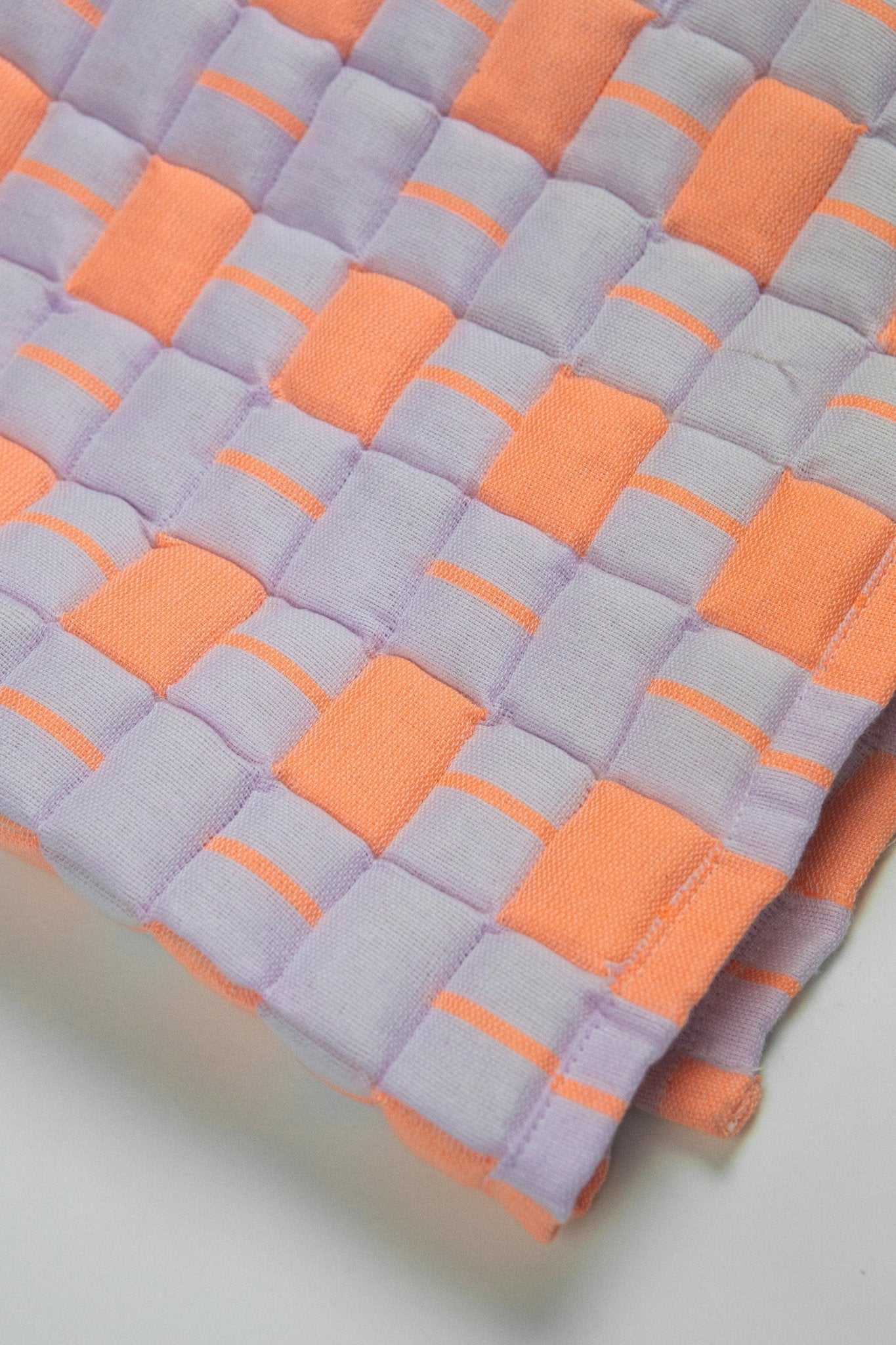 Backordered: Archive New York Quilted Sujani Throw Blanket - Pastel Lilac and Neon Orange