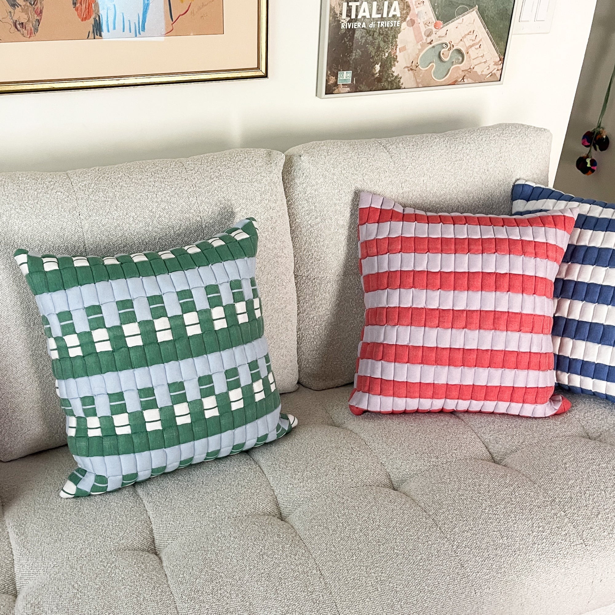 Archive New York Sujani Quilted Pillow - Blue & Green