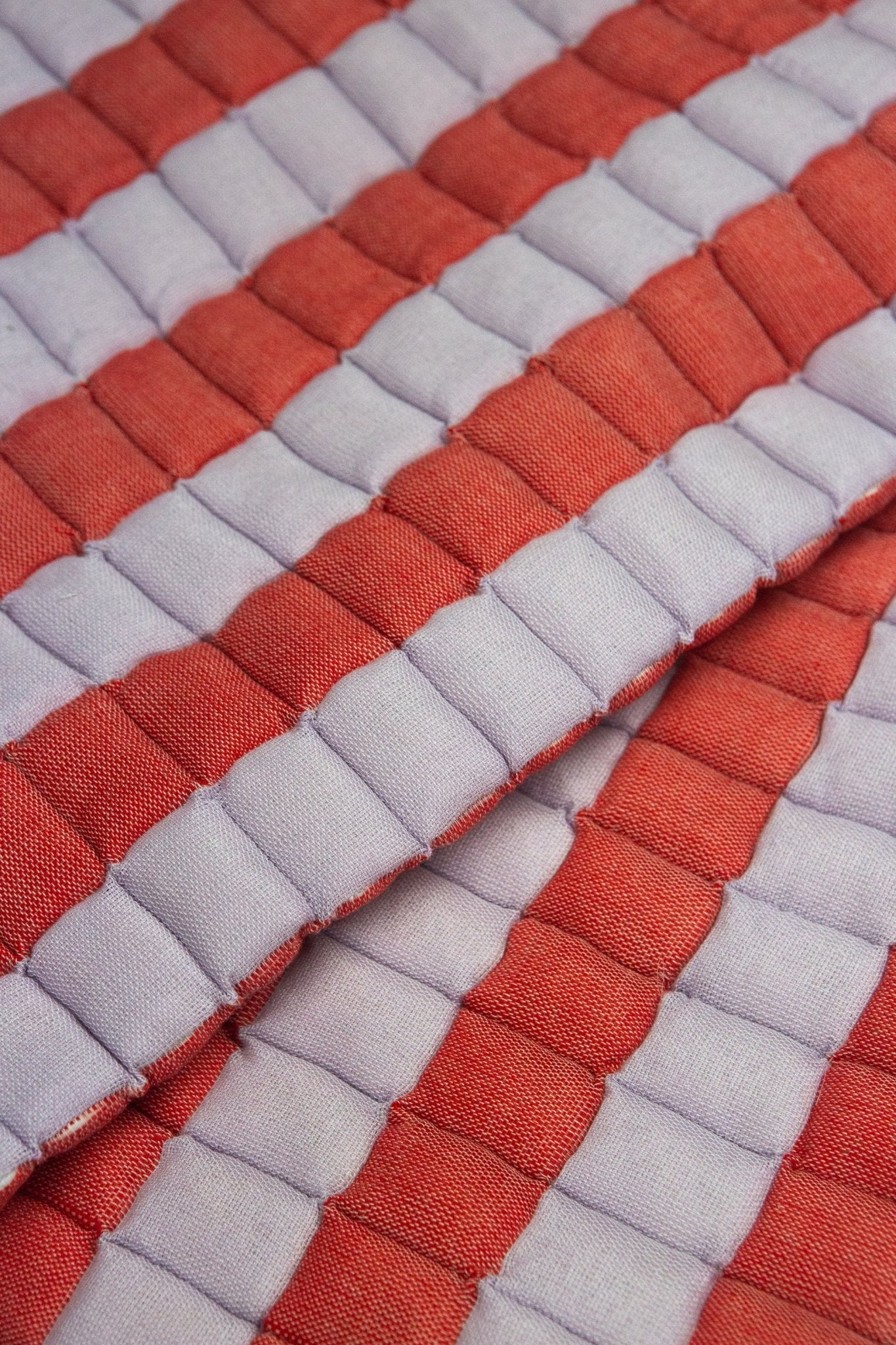Archive New York Quilted Sujani Throw Blanket - Soft Lilac and Red